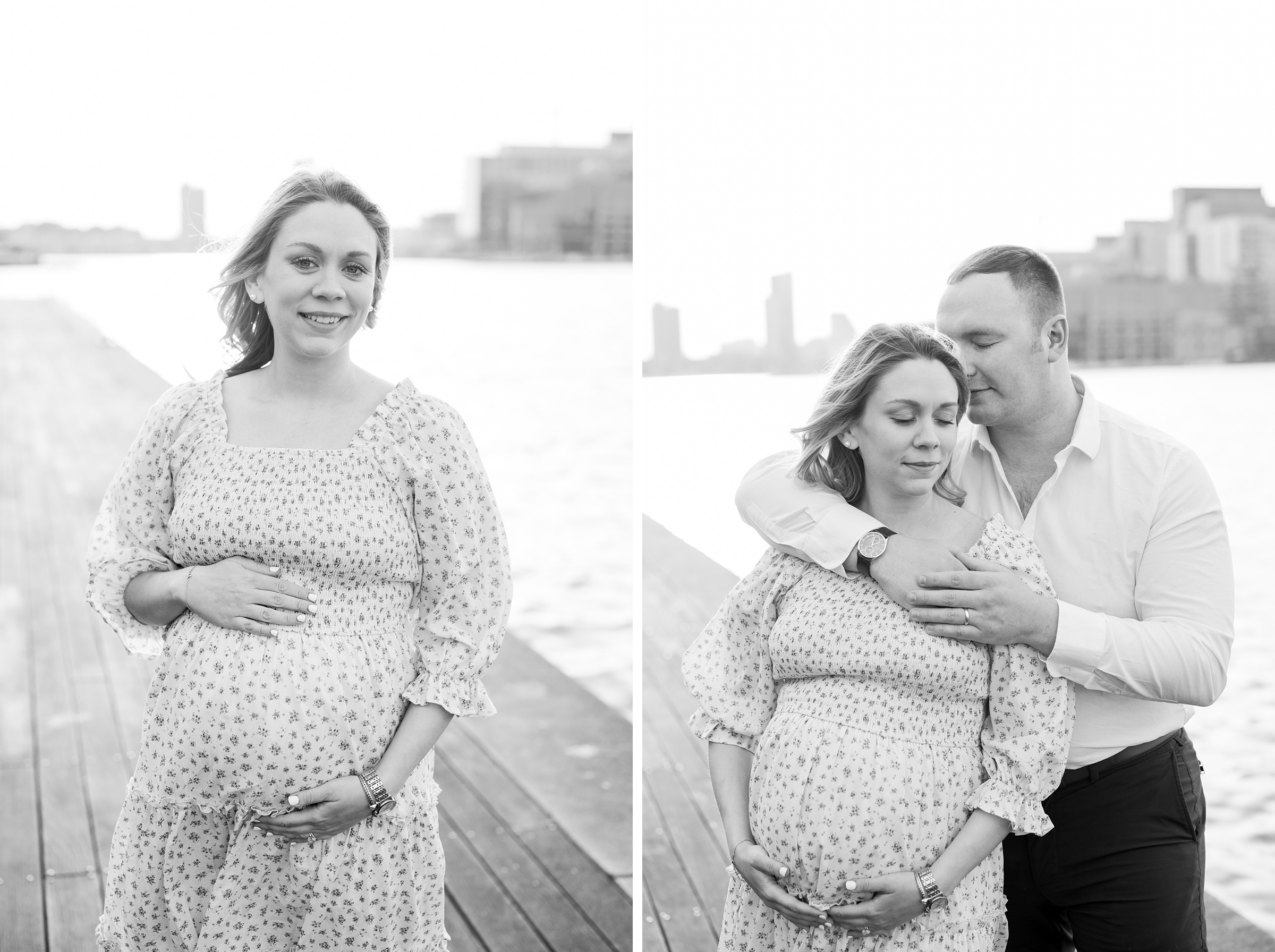 Mary and Adam's maternity photos in Locust Point in Baltimore featuring a stunning golden hour by Baltimore Photographer Cait Kramer Photography