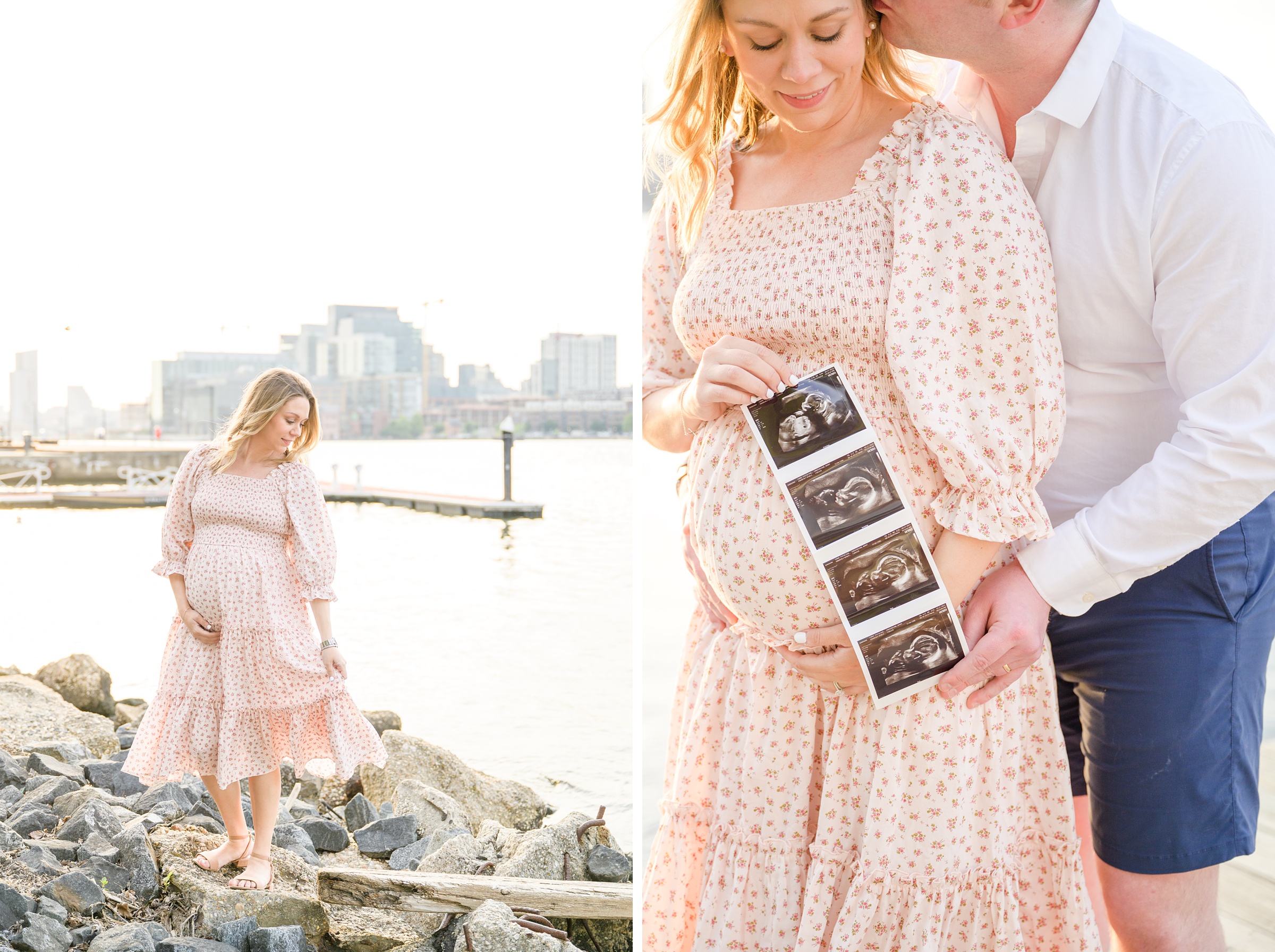 Mary and Adam's maternity session in Locust Point in Baltimore featuring a stunning golden hour by Baltimore Photographer Cait Kramer Photography