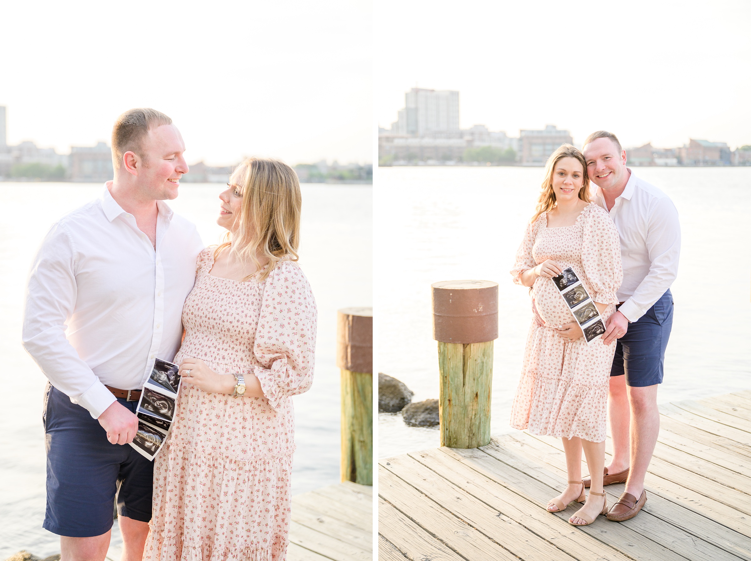 Mary and Adam's maternity photos in Locust Point in Baltimore featuring a stunning golden hour by Baltimore Photographer Cait Kramer Photography