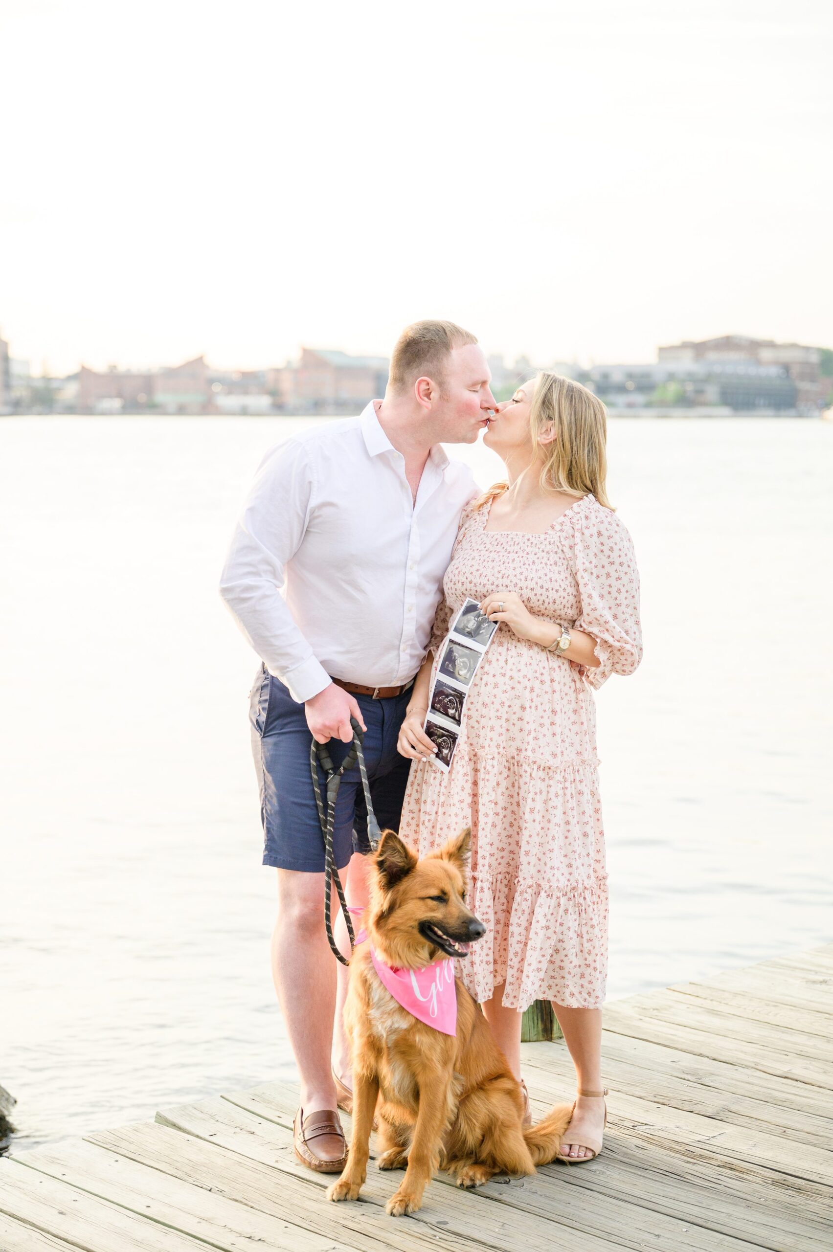 Mary and Adam's maternity photos in Locust Point in Baltimore featuring a stunning golden hour by Baltimore Photographer Cait Kramer Photography