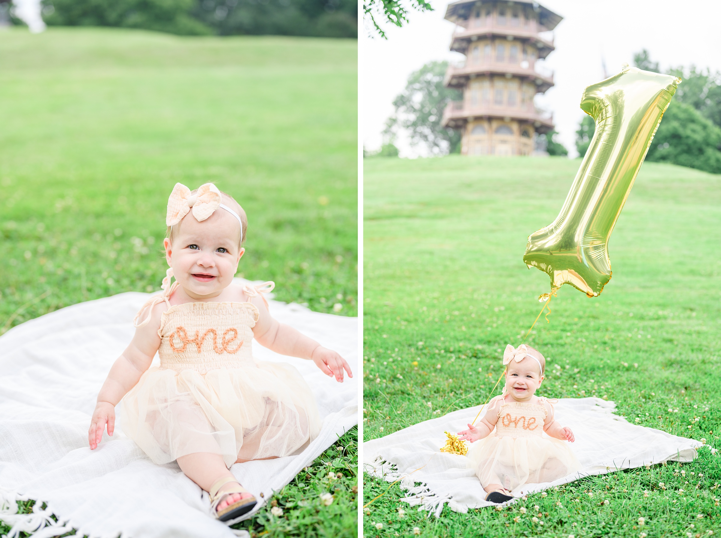 1st Birthday and Family Portrait Session at Patterson Park in Baltimore, Maryland. Photographed by Baltimore Family Milestone Photographer Cait Kramer.