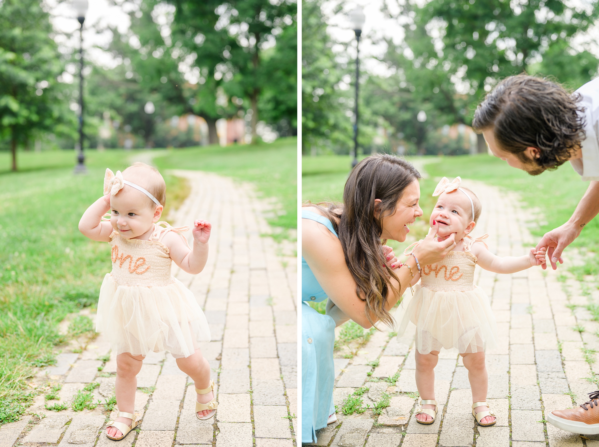 1st Birthday and Family Portrait Session at Patterson Park in Baltimore, Maryland. Photographed by Baltimore Family Milestone Photographer Cait Kramer.