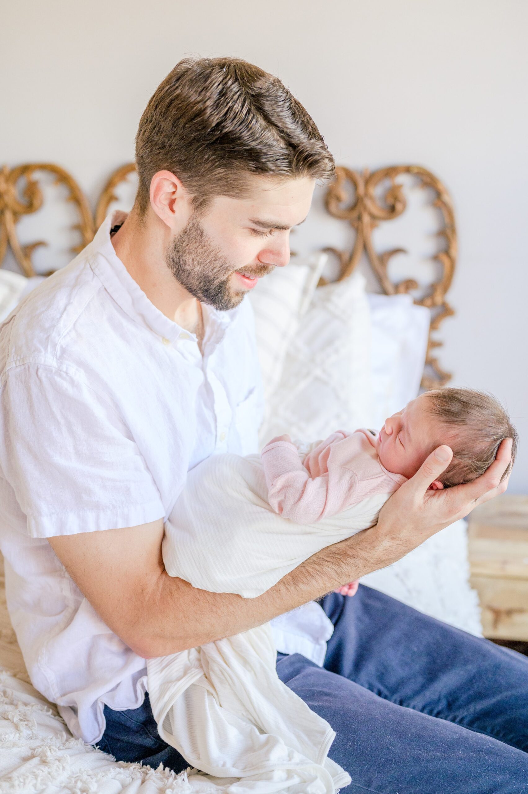 Newborn photos at an in-home lifestyle newborn session in Baltimore, Maryland photographed by Baltimore Maternity Photographer Cait Kramer.