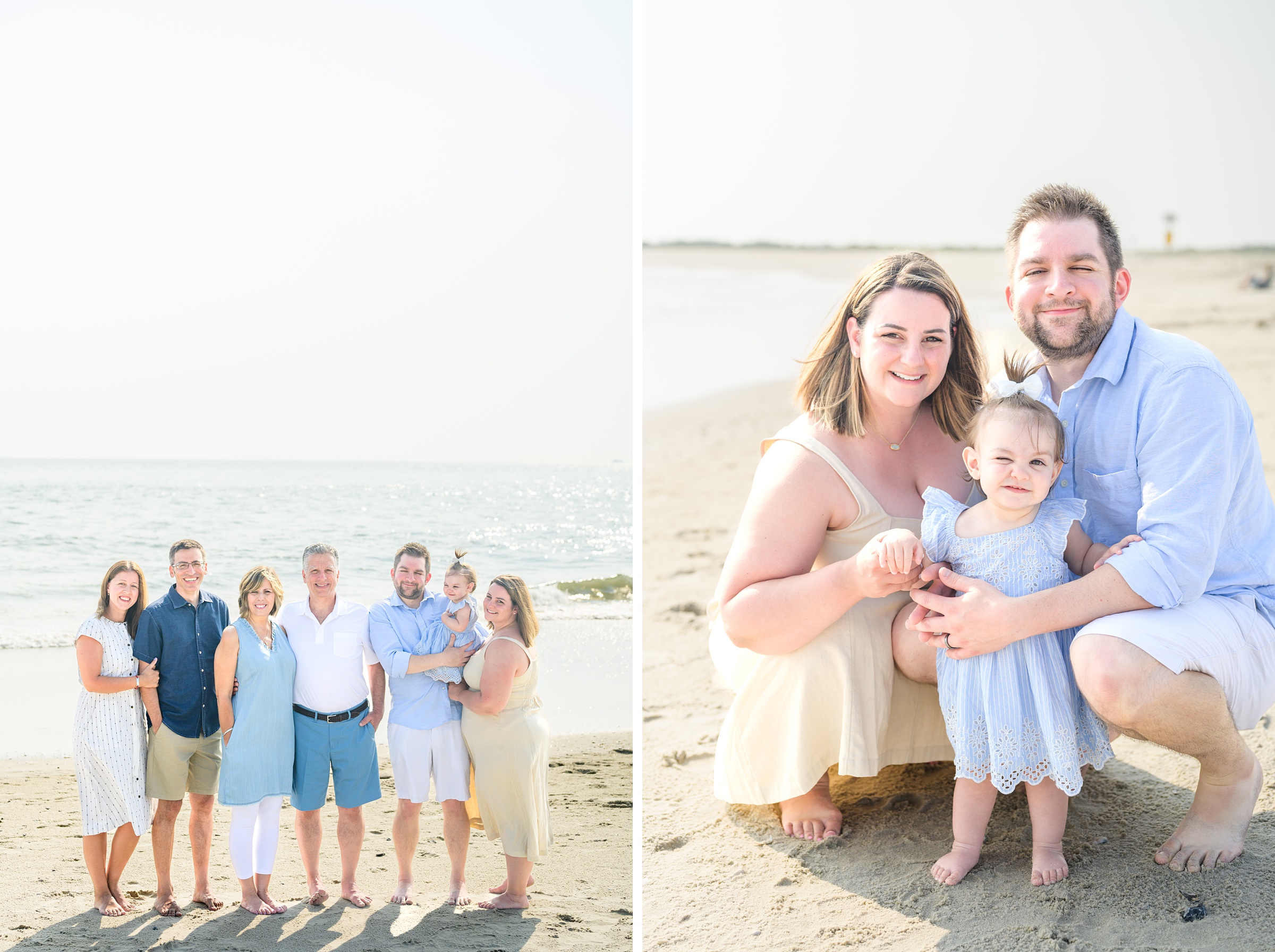 Extended family portraits at Cape May's Cove beach in Maryland, photographed by Cape May Family Photographer Cait Kramer.