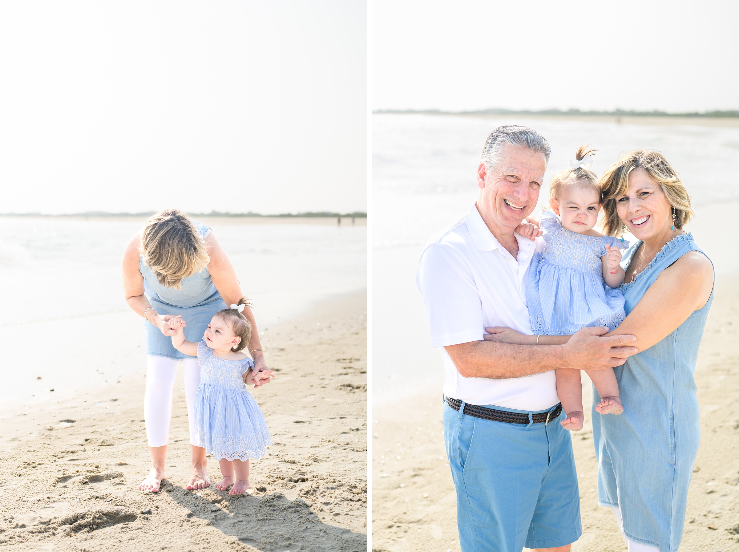 Extended family portraits at Cape May's Cove beach in Maryland, photographed by Cape May Family Photographer Cait Kramer.