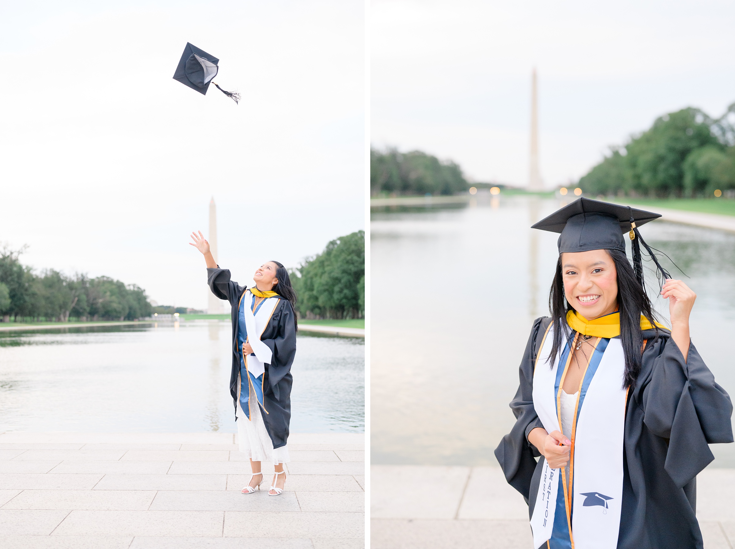 College graduation portrait session at the DC War Memorial in Washington, D.C. photographed by Baltimore Grad Photographer Cait Kramer.