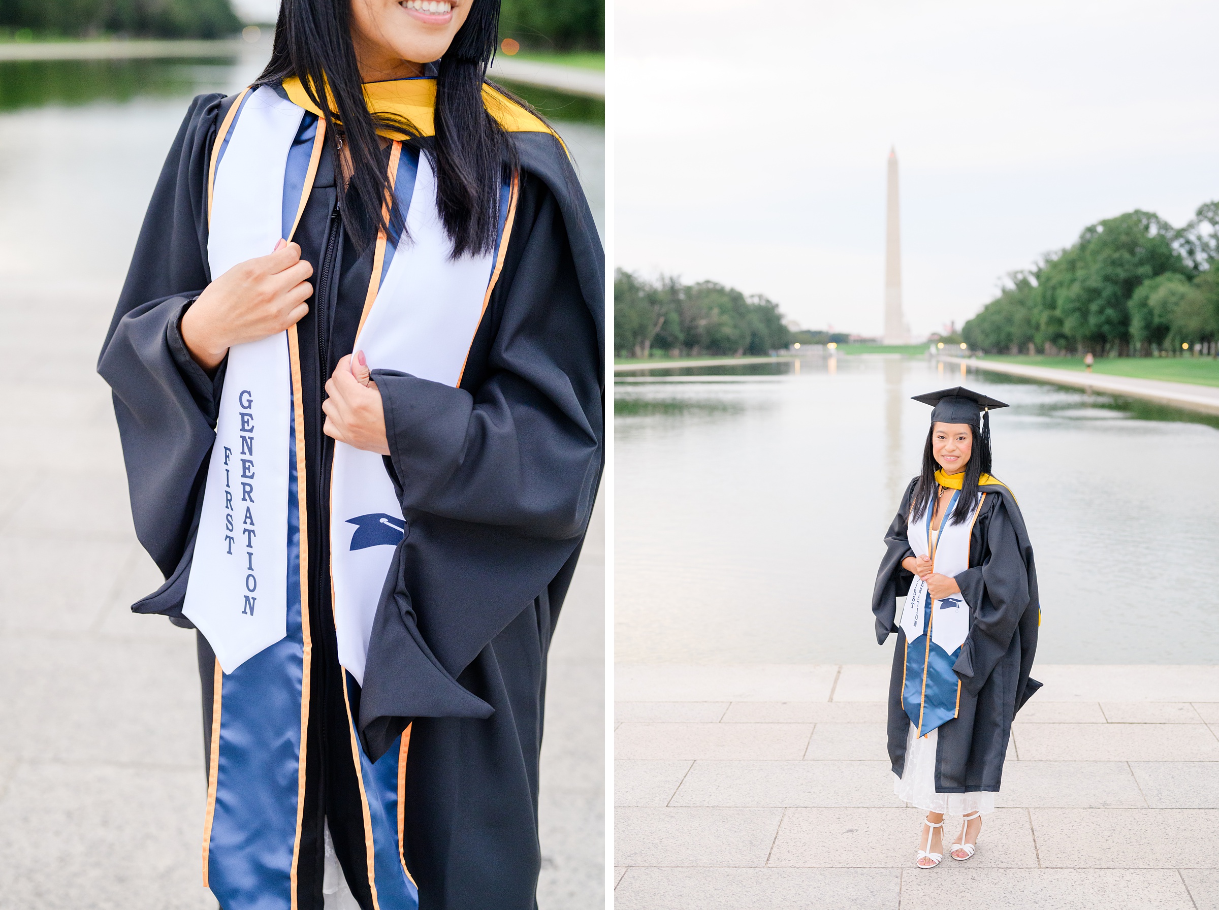 College graduation portrait session at the DC War Memorial in Washington, D.C. photographed by Baltimore Grad Photographer Cait Kramer.