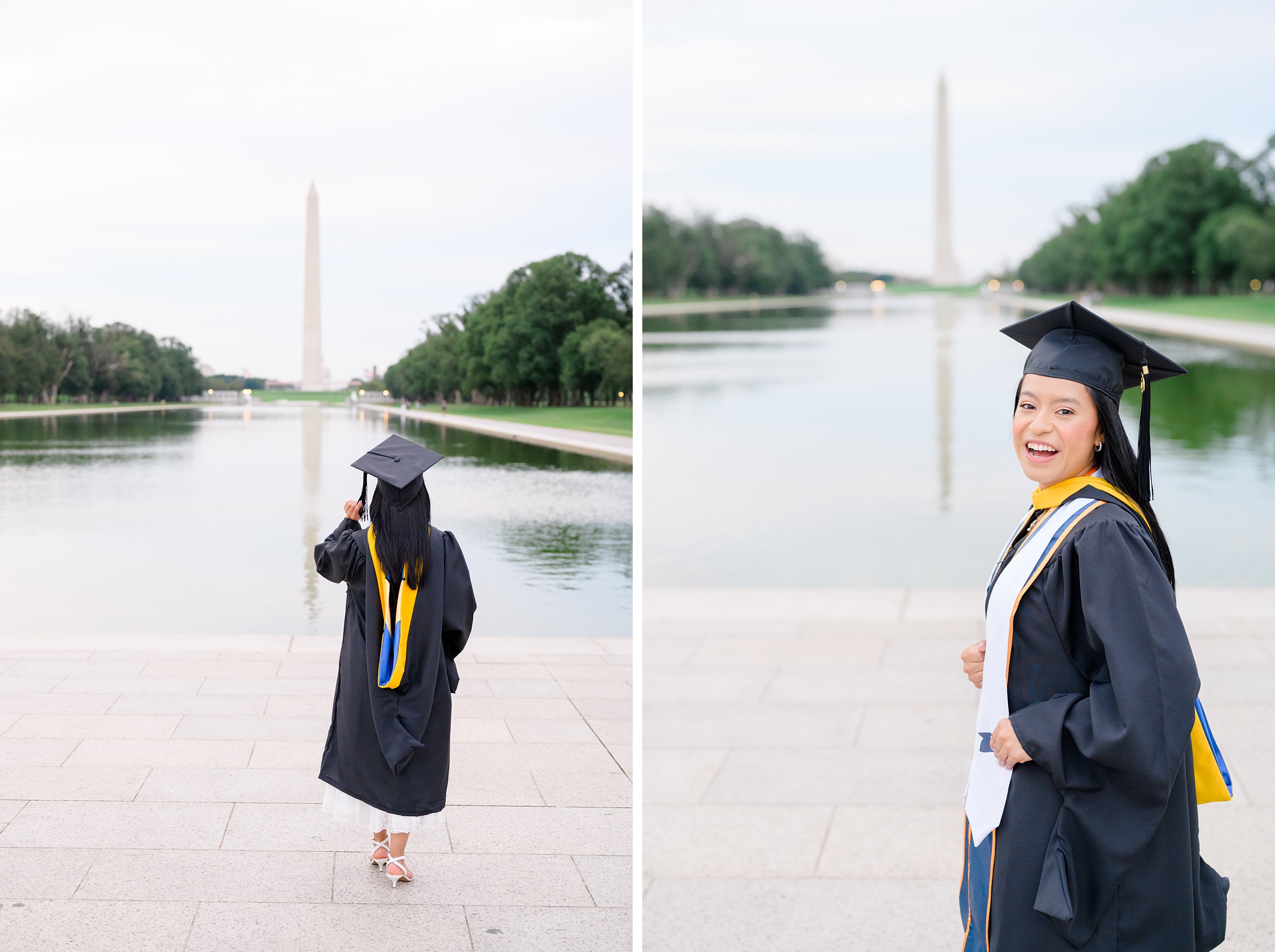 College graduation portrait session at the DC War Memorial in Washington, D.C. photographed by Baltimore Grad Photographer Cait Kramer.