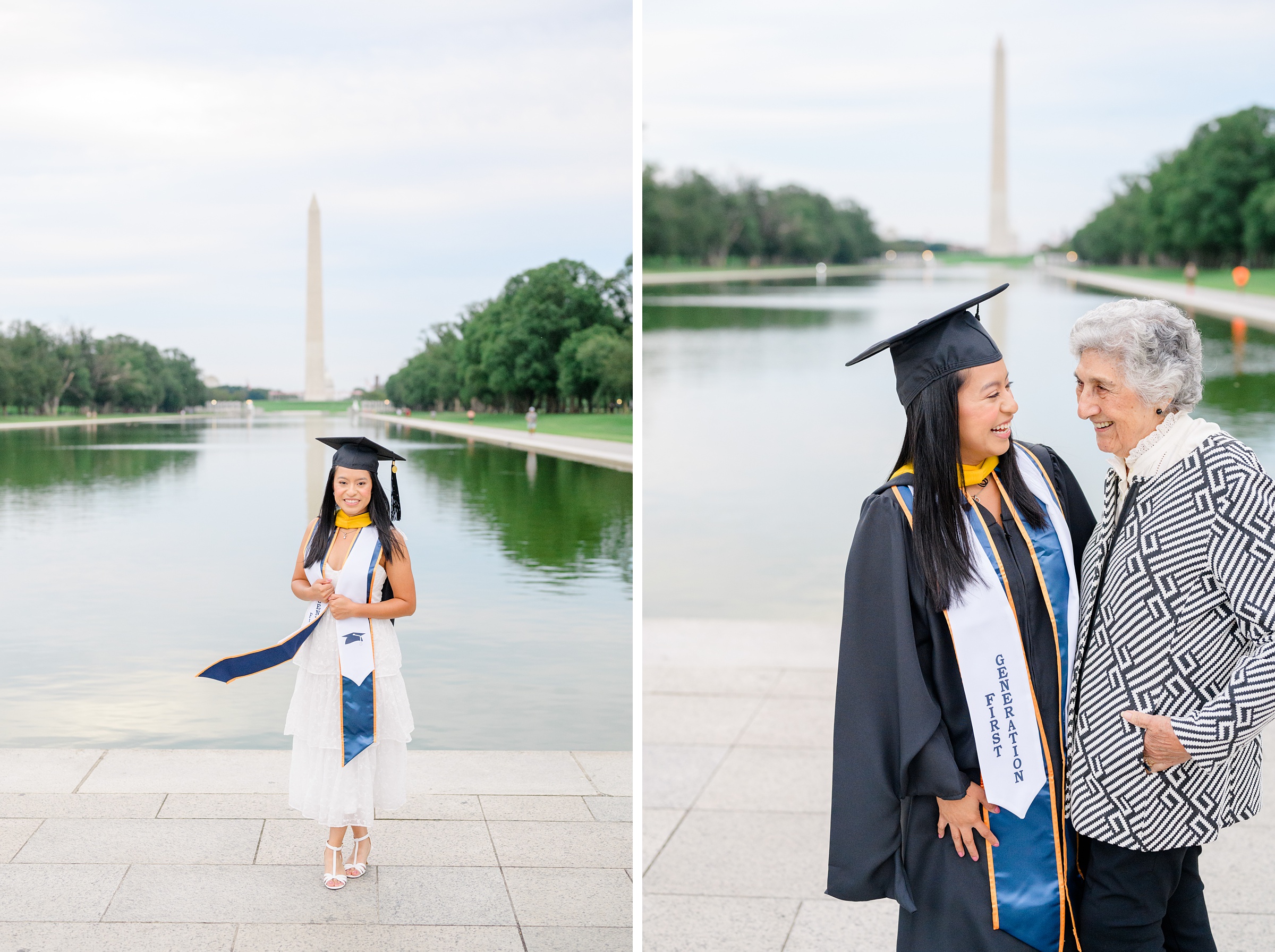 College graduation portrait session at the DC War Memorial in Washington, D.C. photographed by Baltimore Grad Photographer Cait Kramer.