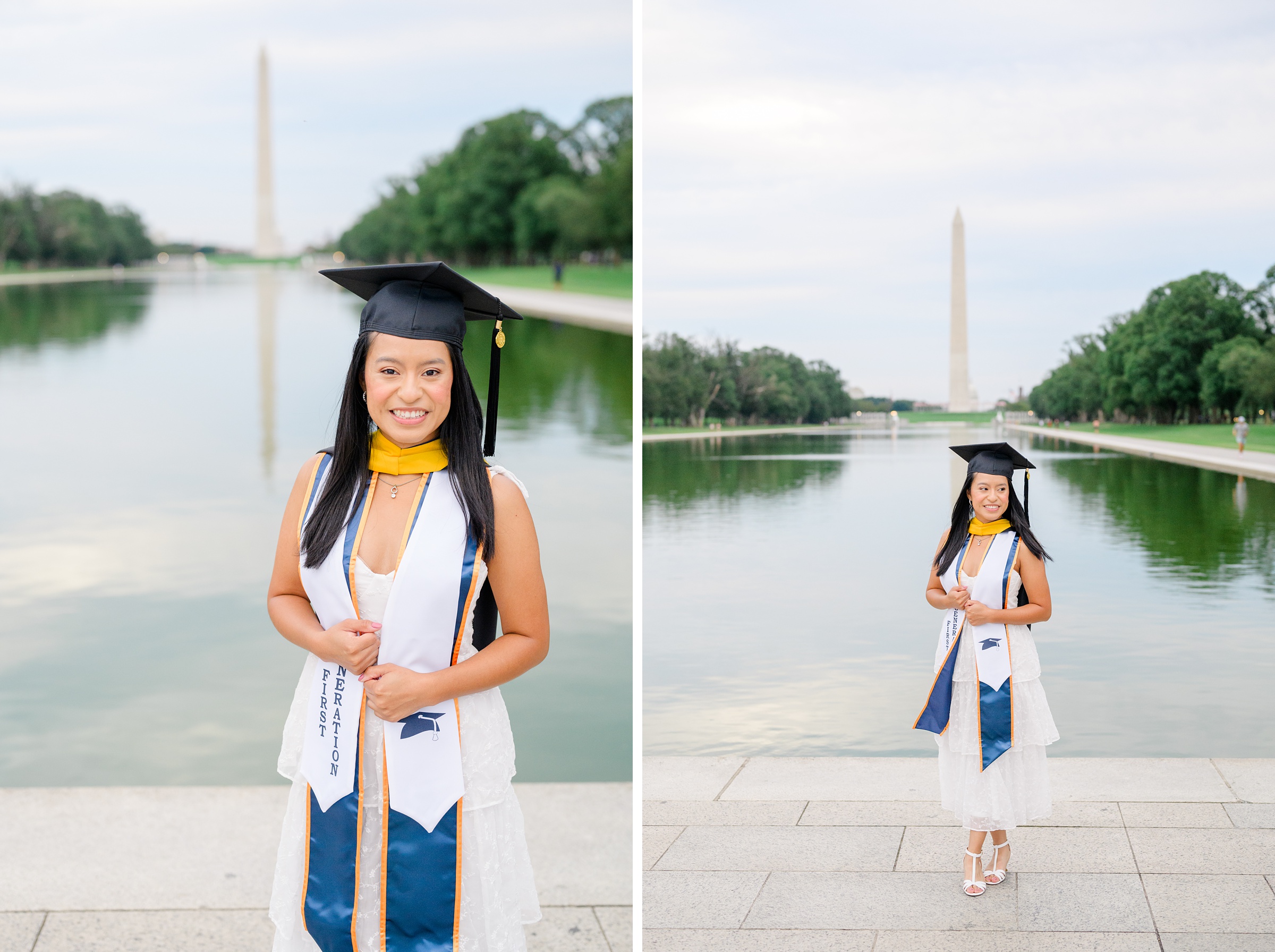 College graduation portrait session at the DC War Memorial in Washington, D.C. photographed by Baltimore Grad Photographer Cait Kramer.