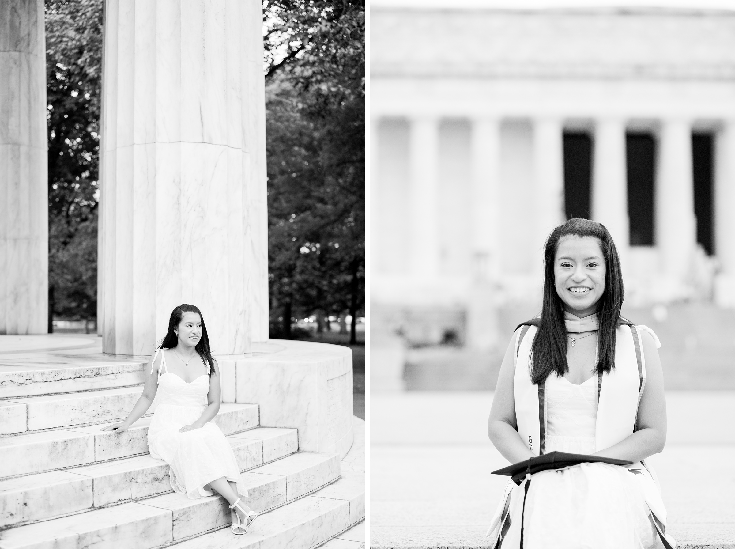 College graduation portrait session at the DC War Memorial in Washington, D.C. photographed by Baltimore Grad Photographer Cait Kramer.