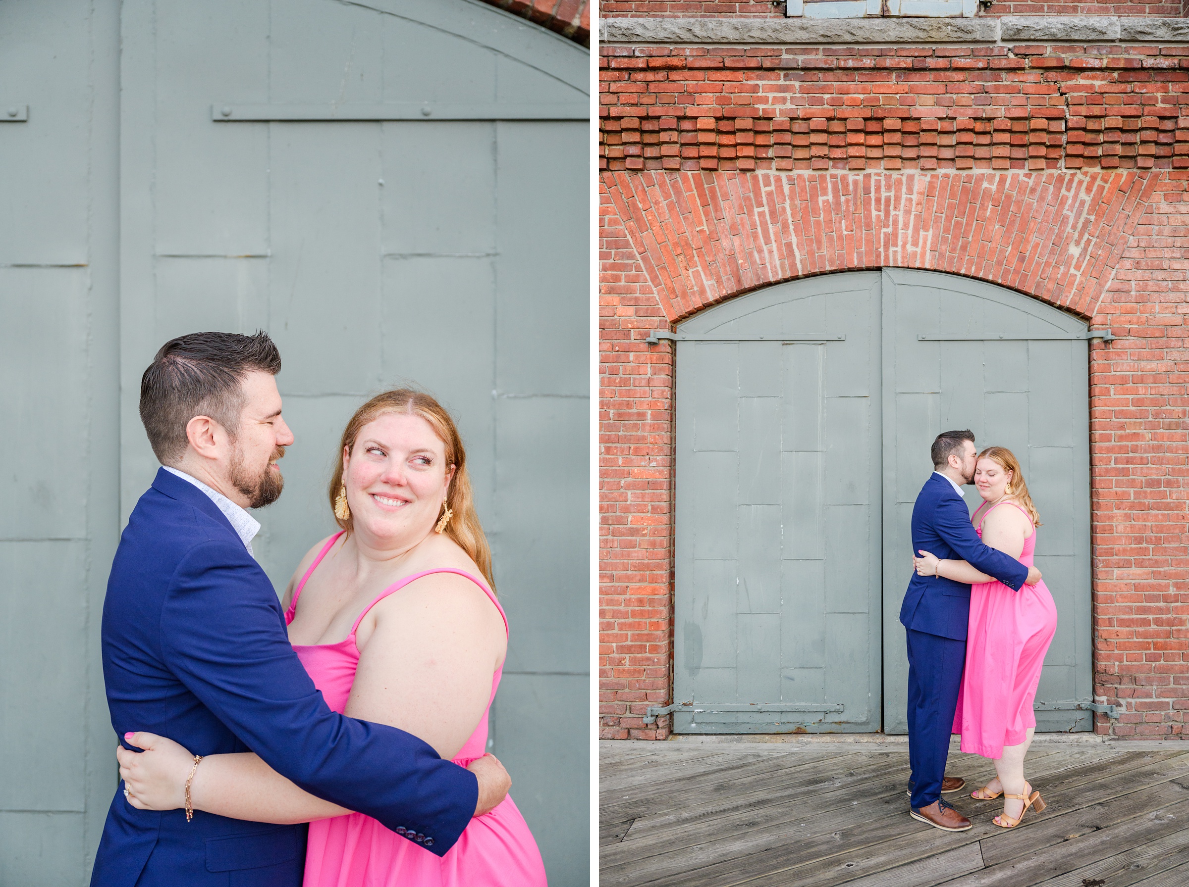 Engaged couple at Fells Point Waterfront for their sunrise engagement session in Baltimore, Maryland photographed by Baltimore Wedding Photographer Cait Kramer Photography.