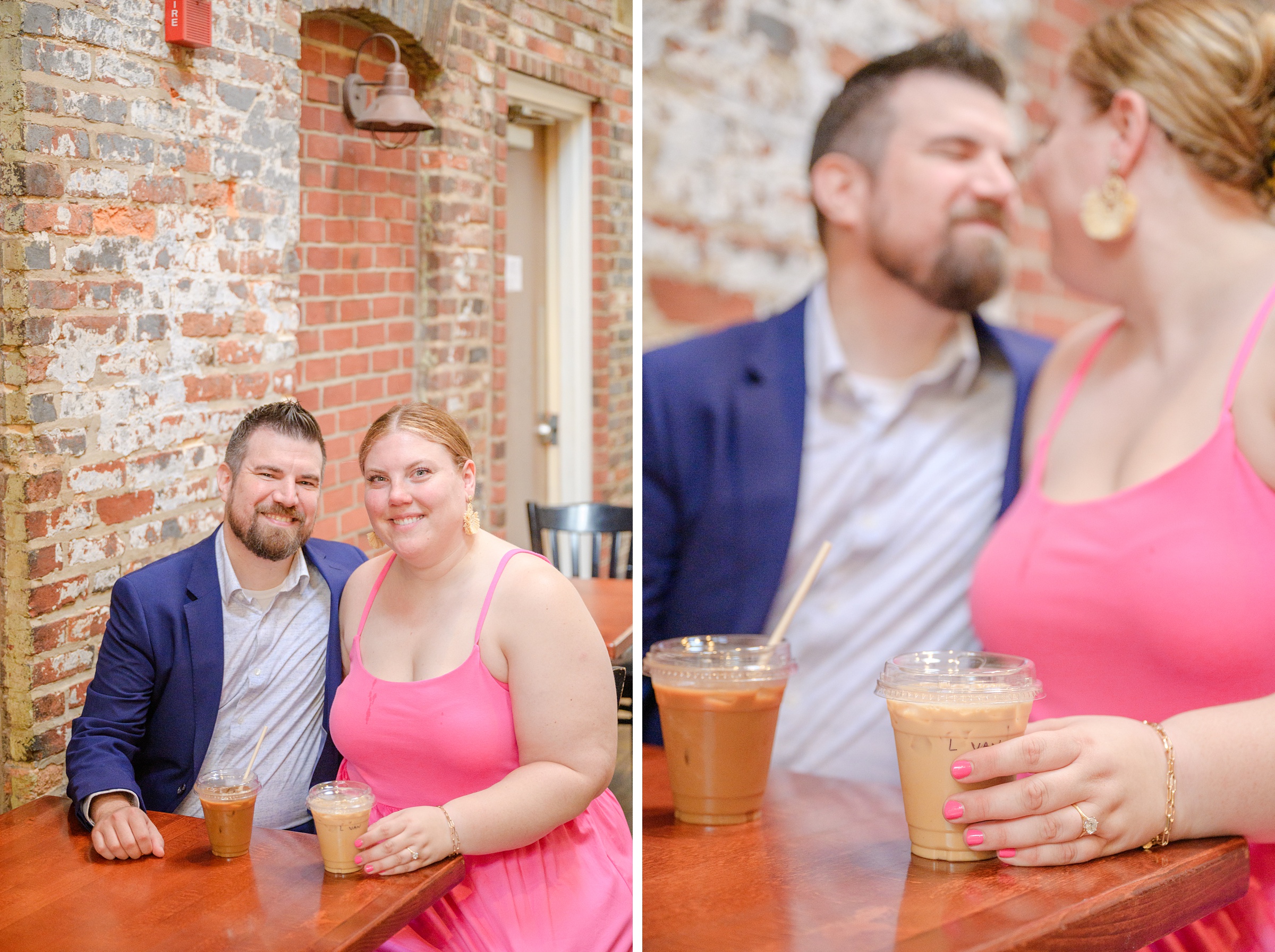 Engaged couple at Fells Point Waterfront for their sunrise engagement session in Baltimore, Maryland photographed by Baltimore Wedding Photographer Cait Kramer Photography.