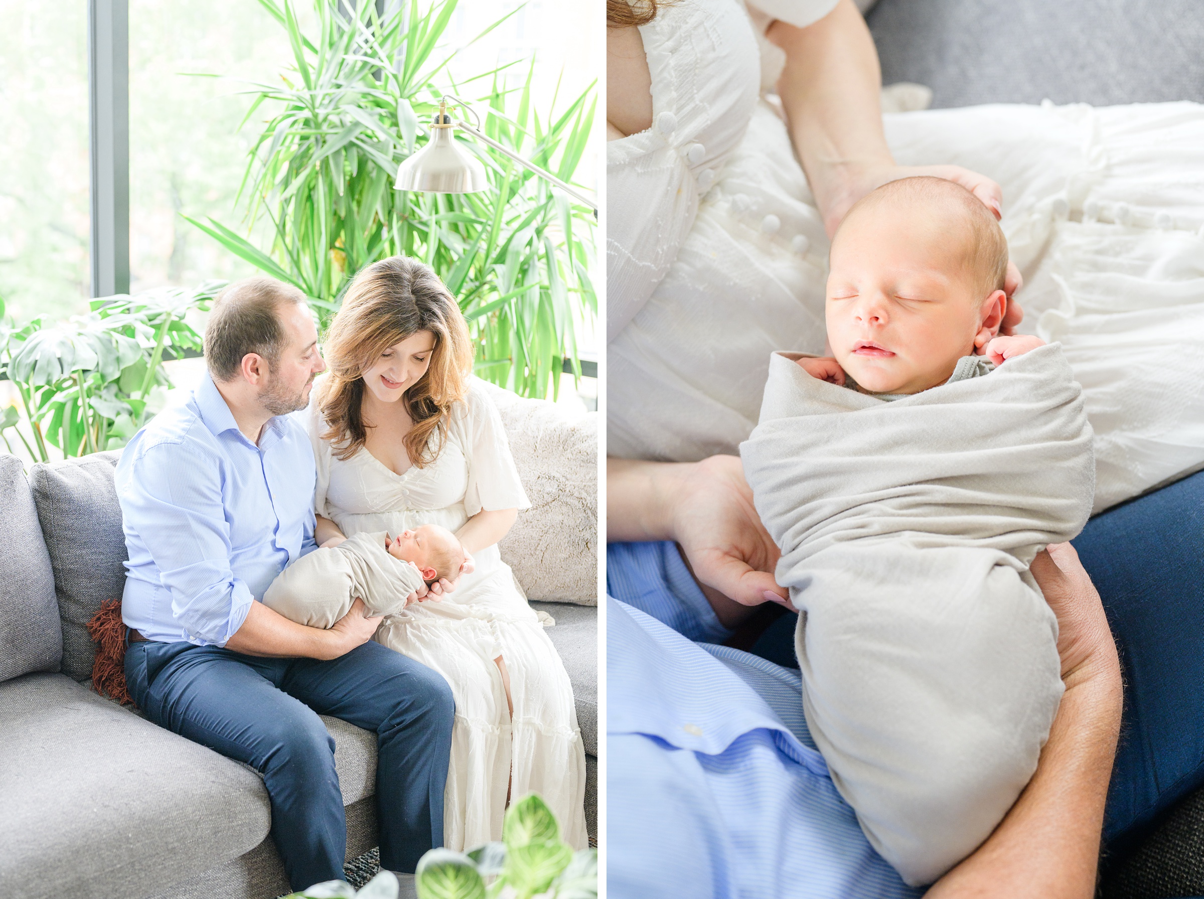 In-home newborn and family portrait session in Washington, D.C. photographed by Lifestyle Newborn Photographer Cait Kramer Photography.