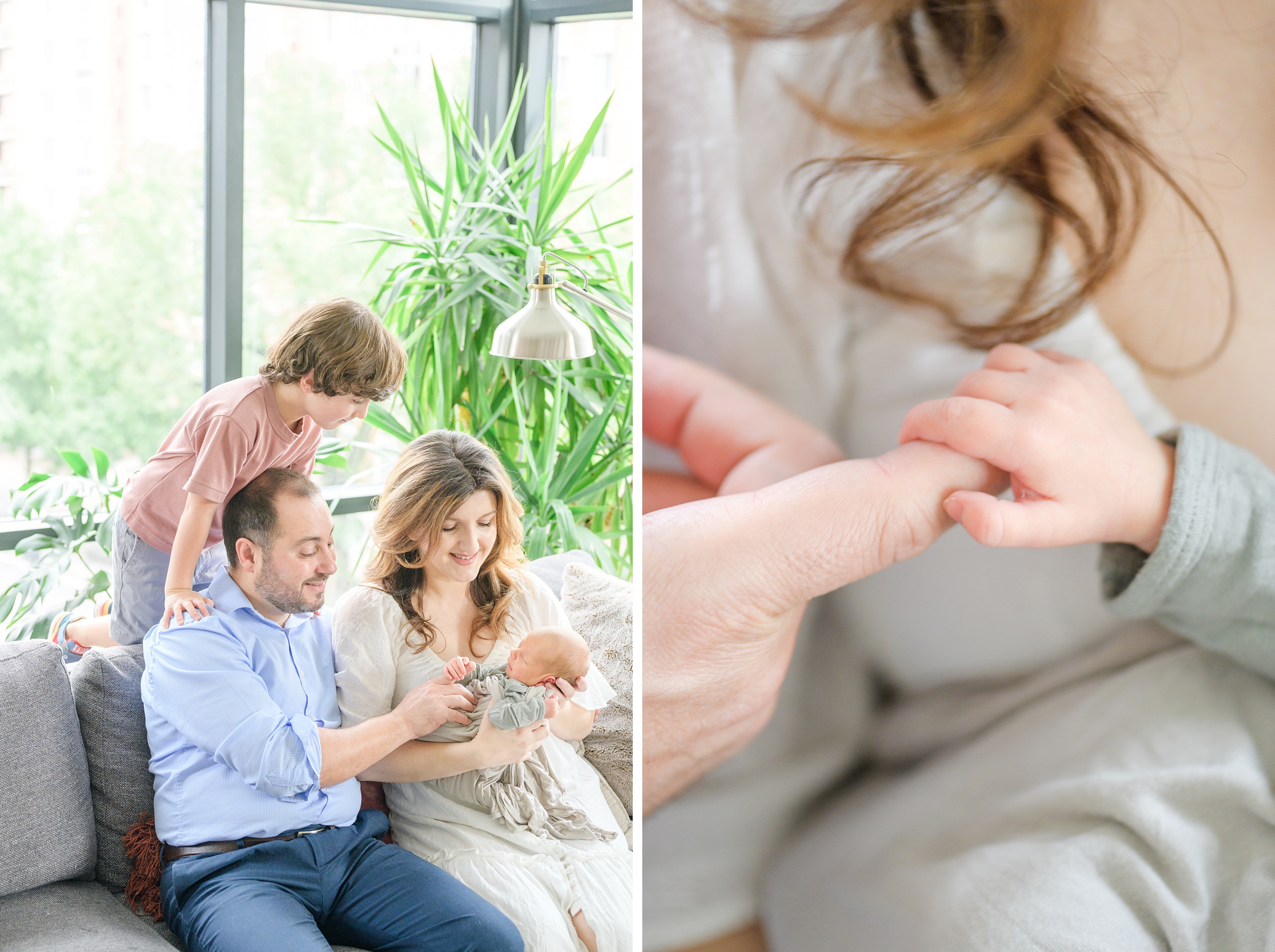 In-home newborn and family portrait session in Washington, D.C. photographed by Lifestyle Newborn Photographer Cait Kramer Photography.