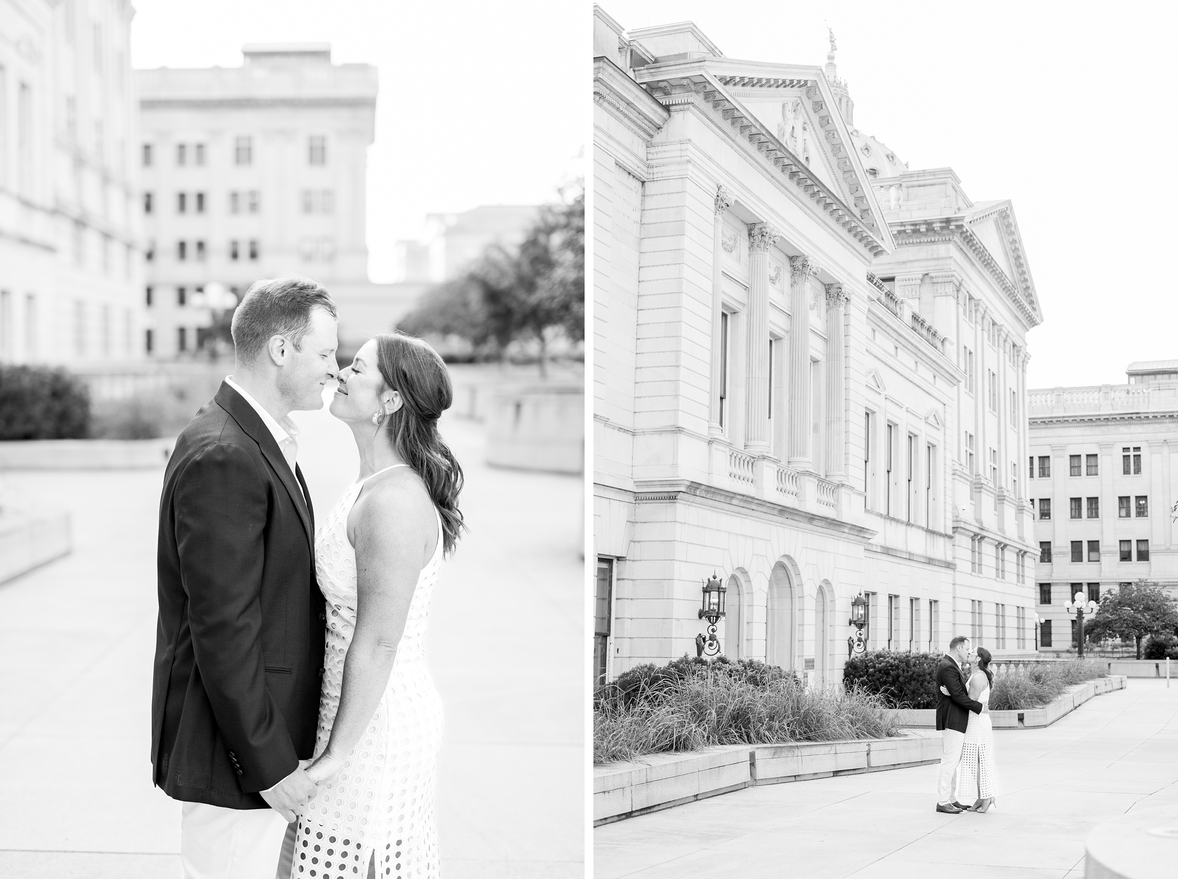 Engaged couple at the Pennsylvania State Capitol for their summer engagement session photographed by Baltimore Wedding Photographer Cait Kramer Photography.