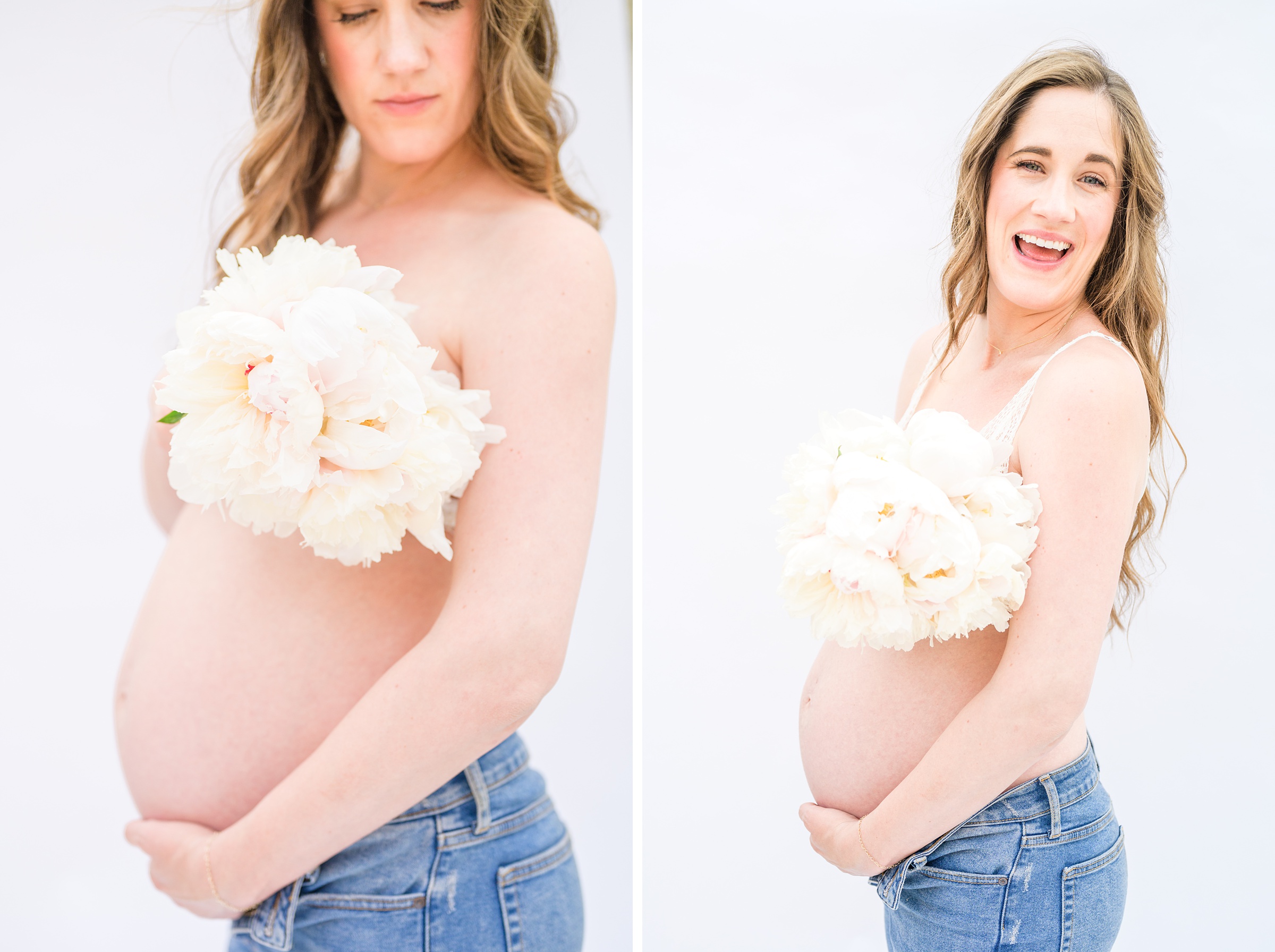 Studio-inspired maternity photos taken in Baltimore, Maryland, photographed by Baltimore Newborn Photographer Cait Kramer Photography.