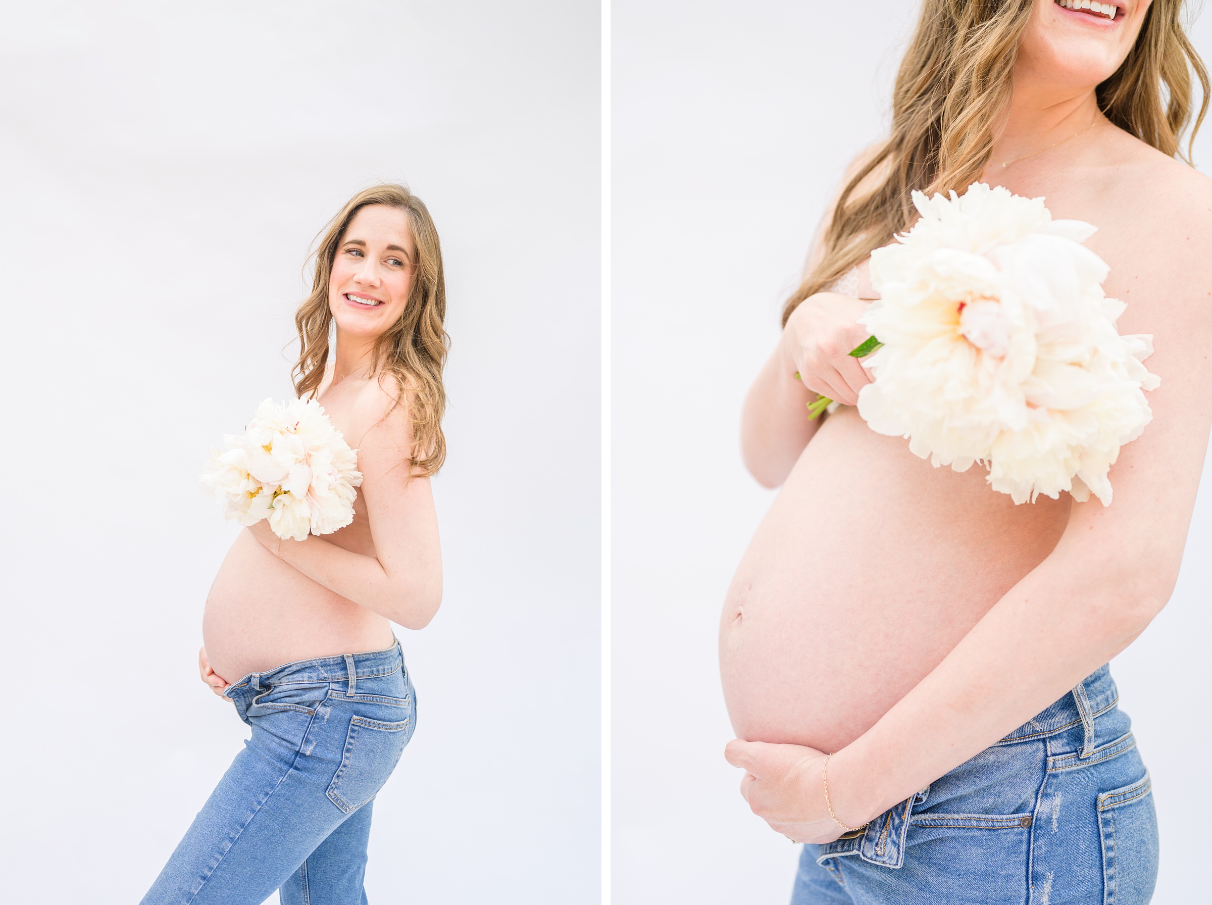 Studio-inspired maternity photos taken in Baltimore, Maryland, photographed by Baltimore Newborn Photographer Cait Kramer Photography.