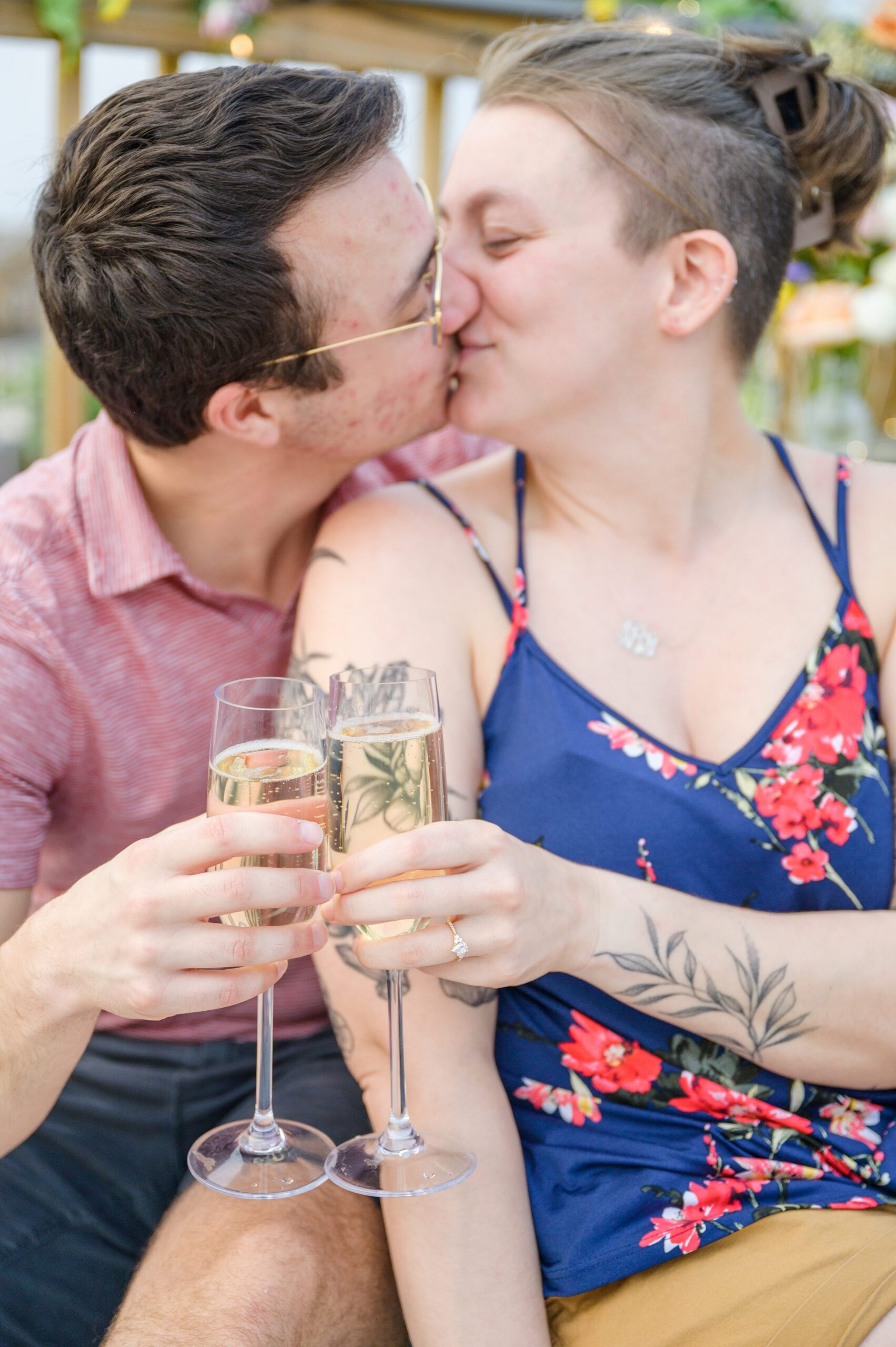 Sarah and Brenton's surprise proposal at their apartment rooftop in Baltimore, Maryland photographed by Baltimore Wedding Photographer Cait Kramer.