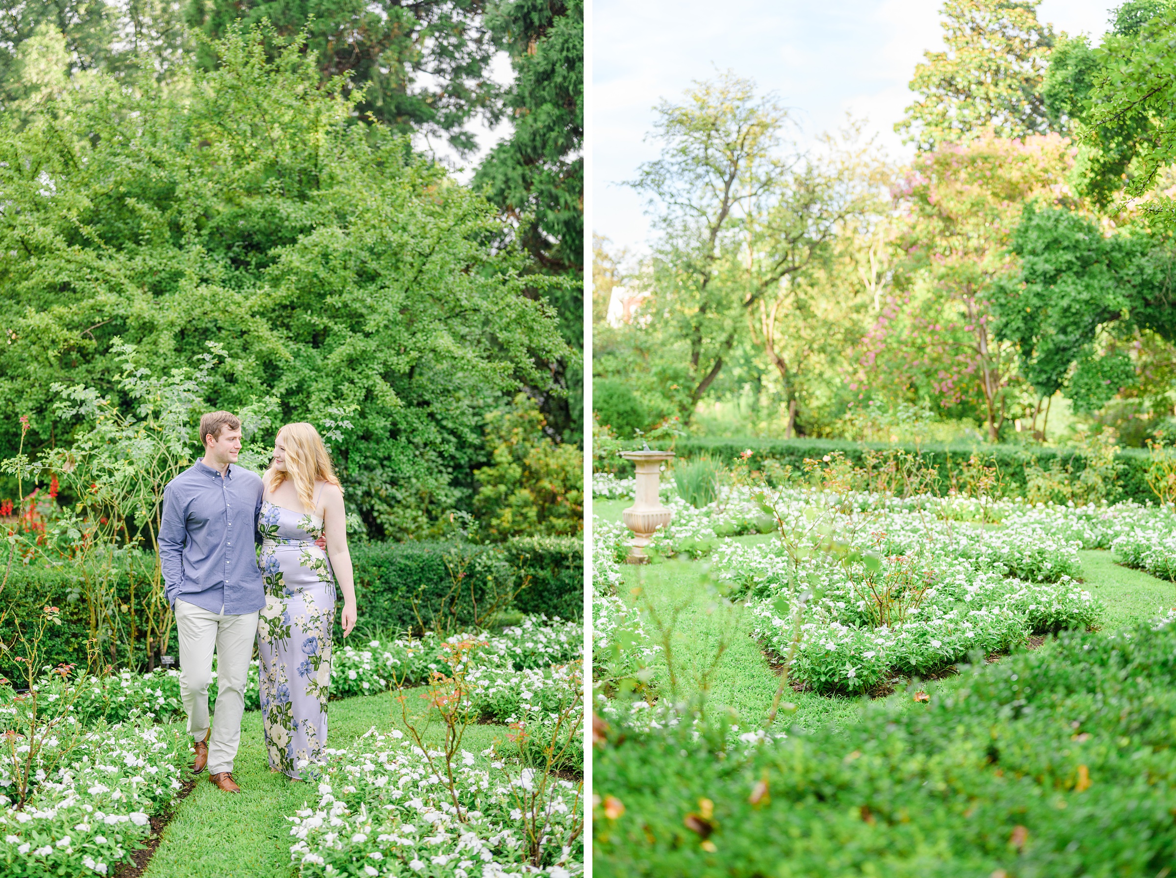 Engaged couple at the historic Tudor Place for their summer engagement session in the Georgetown neighborhood of Washington DC. Photographed by Baltimore Wedding Photographer Cait Kramer Photography.