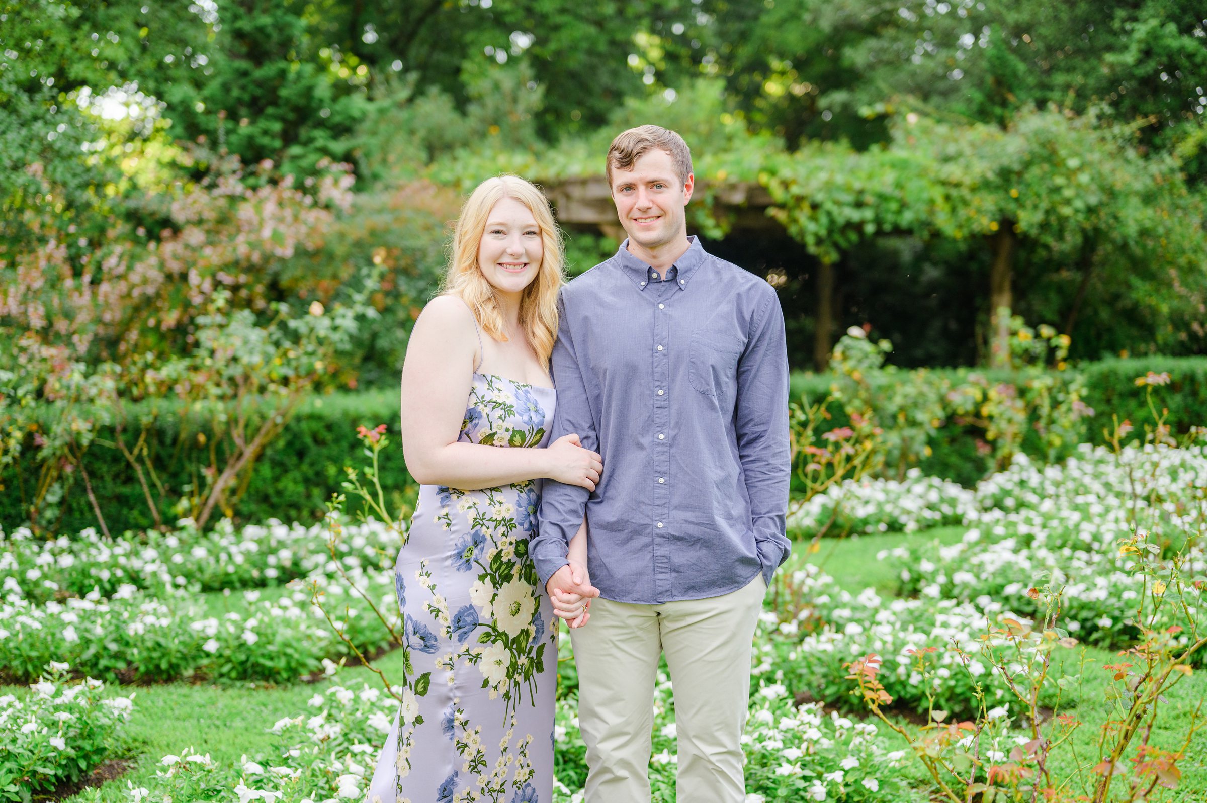 Engaged couple at the historic Tudor Place for their summer engagement session in the Georgetown neighborhood of Washington DC. Photographed by Baltimore Wedding Photographer Cait Kramer Photography.