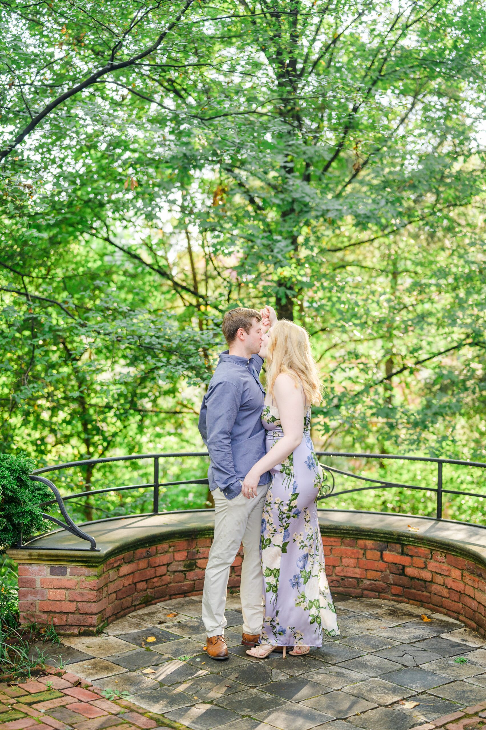 Engaged couple at the historic Tudor Place for their summer engagement session in the Georgetown neighborhood of Washington DC. Photographed by Baltimore Wedding Photographer Cait Kramer Photography.