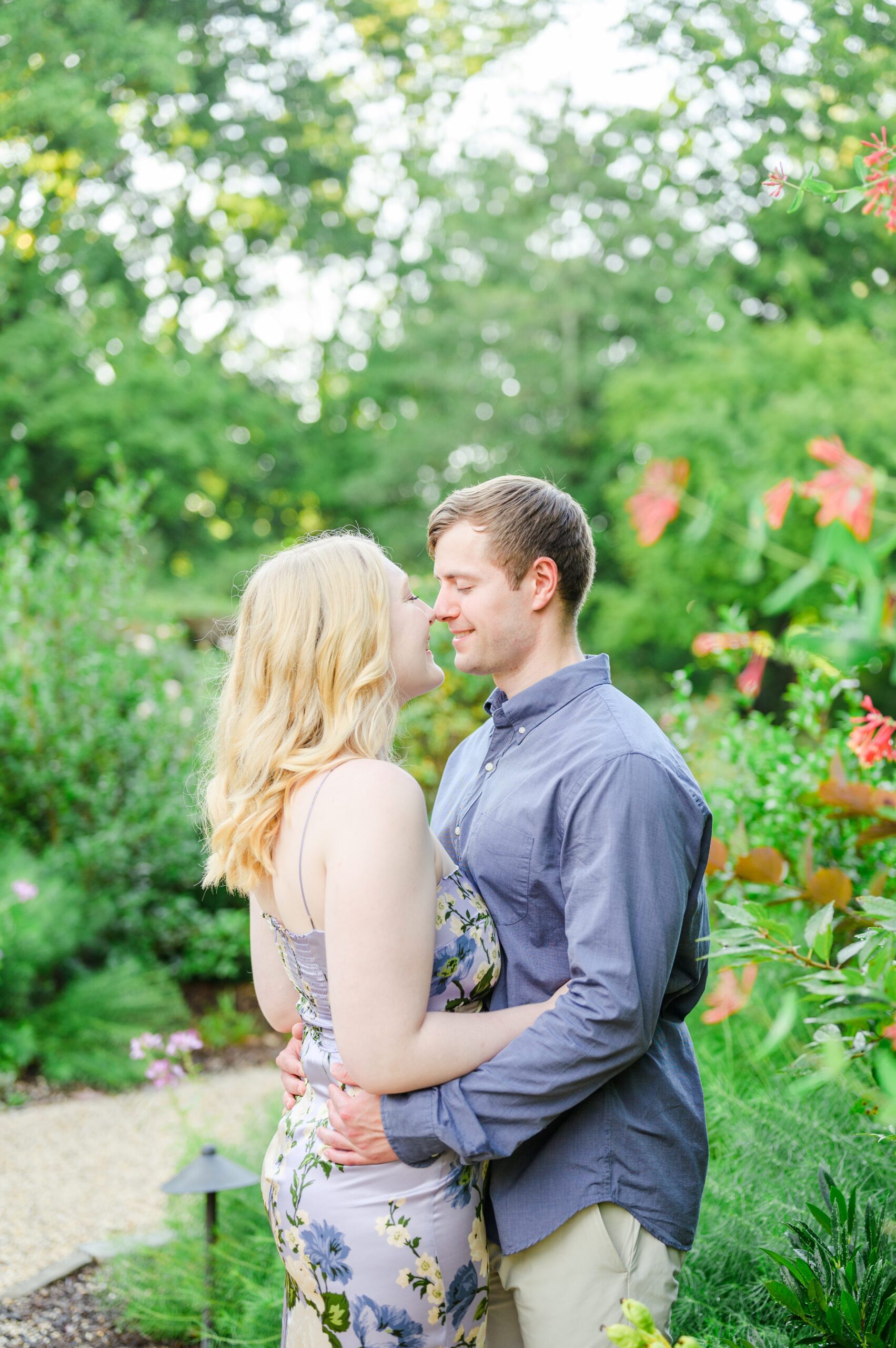 Engaged couple at the historic Tudor Place for their summer engagement session in the Georgetown neighborhood of Washington DC. Photographed by Baltimore Wedding Photographer Cait Kramer Photography.