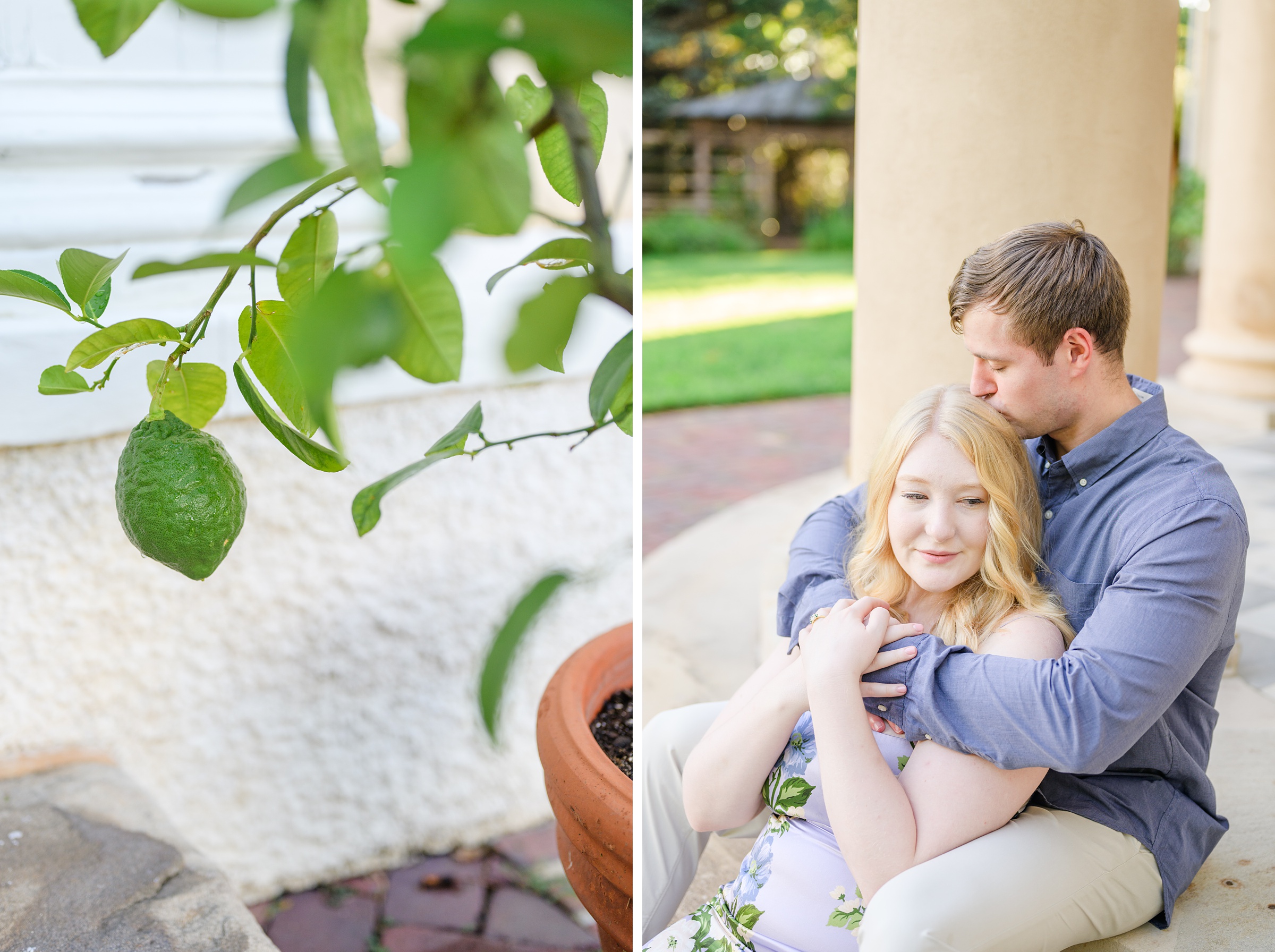 Engaged couple at the historic Tudor Place for their summer engagement session in the Georgetown neighborhood of Washington DC. Photographed by Baltimore Wedding Photographer Cait Kramer Photography.