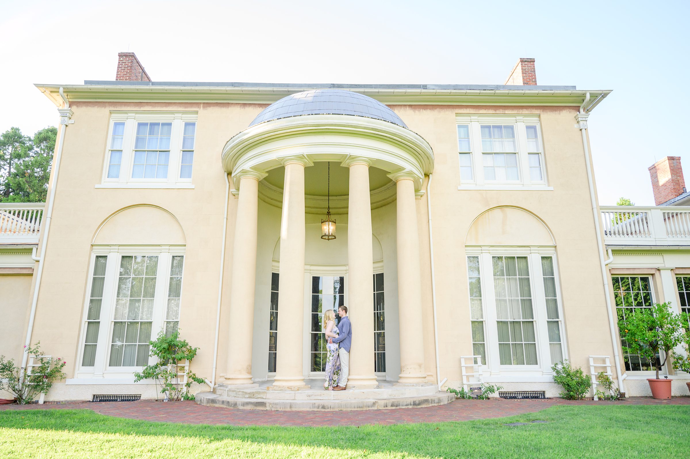 Engaged couple at the historic Tudor Place for their summer engagement session in the Georgetown neighborhood of Washington DC. Photographed by Baltimore Wedding Photographer Cait Kramer Photography.