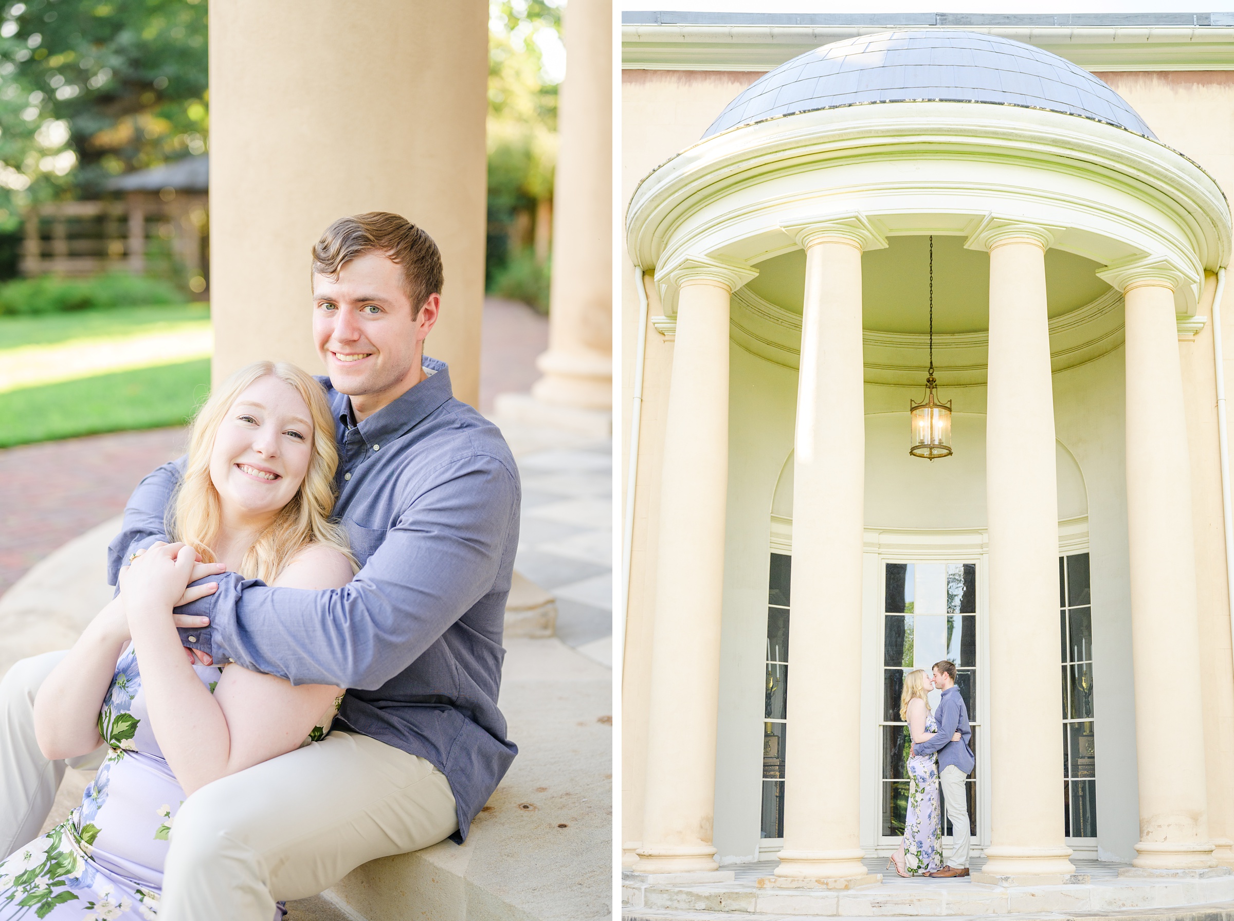 Engaged couple at the historic Tudor Place for their summer engagement session in the Georgetown neighborhood of Washington DC. Photographed by Baltimore Wedding Photographer Cait Kramer Photography.