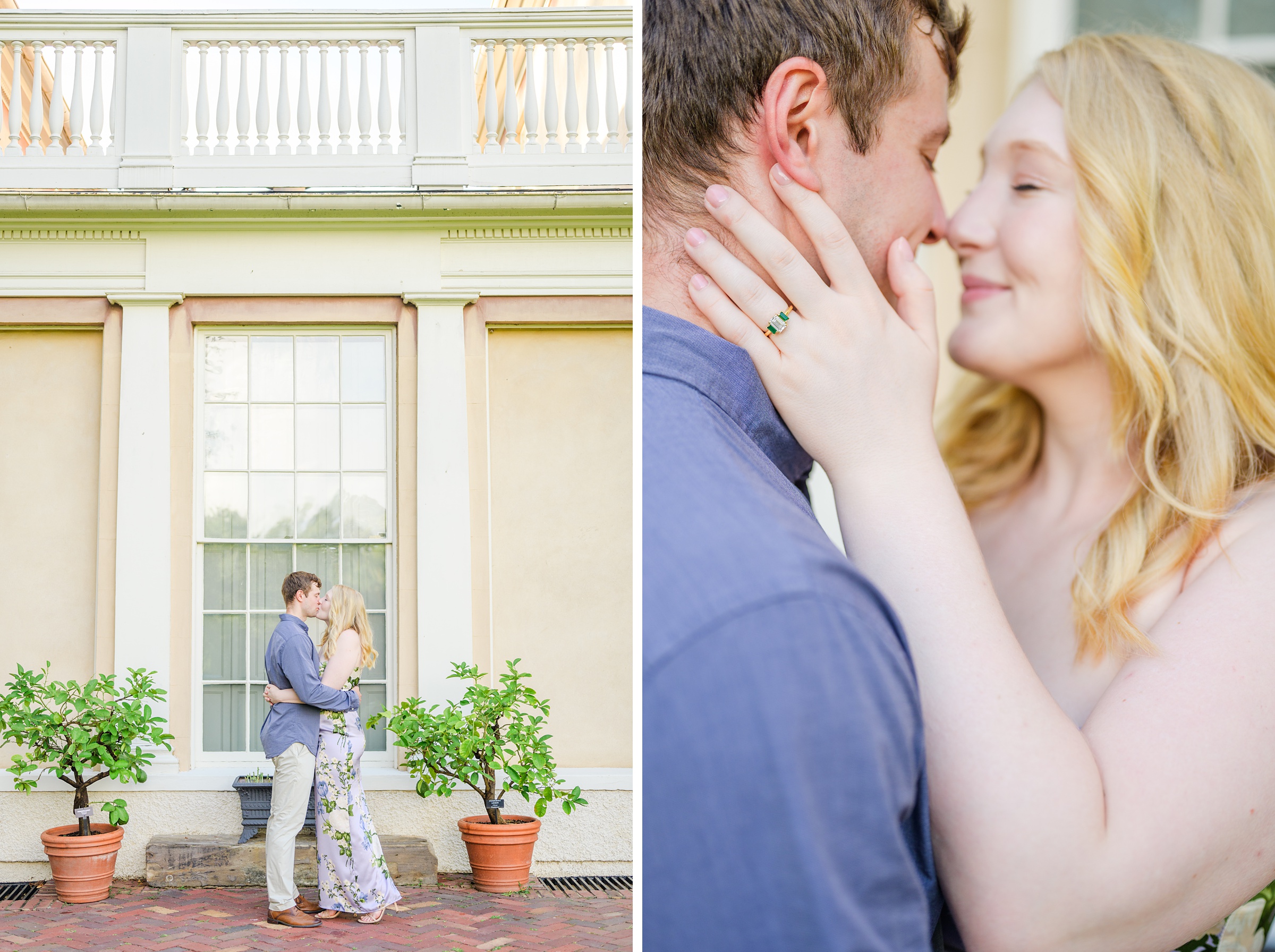 Engaged couple at the historic Tudor Place for their summer engagement session in the Georgetown neighborhood of Washington DC. Photographed by Baltimore Wedding Photographer Cait Kramer Photography.