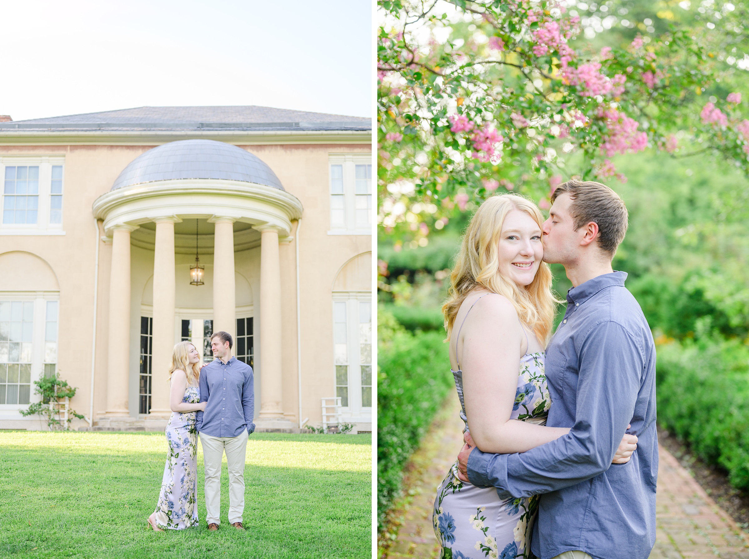 Engaged couple at the historic Tudor Place for their summer engagement session in the Georgetown neighborhood of Washington DC. Photographed by Baltimore Wedding Photographer Cait Kramer Photography.