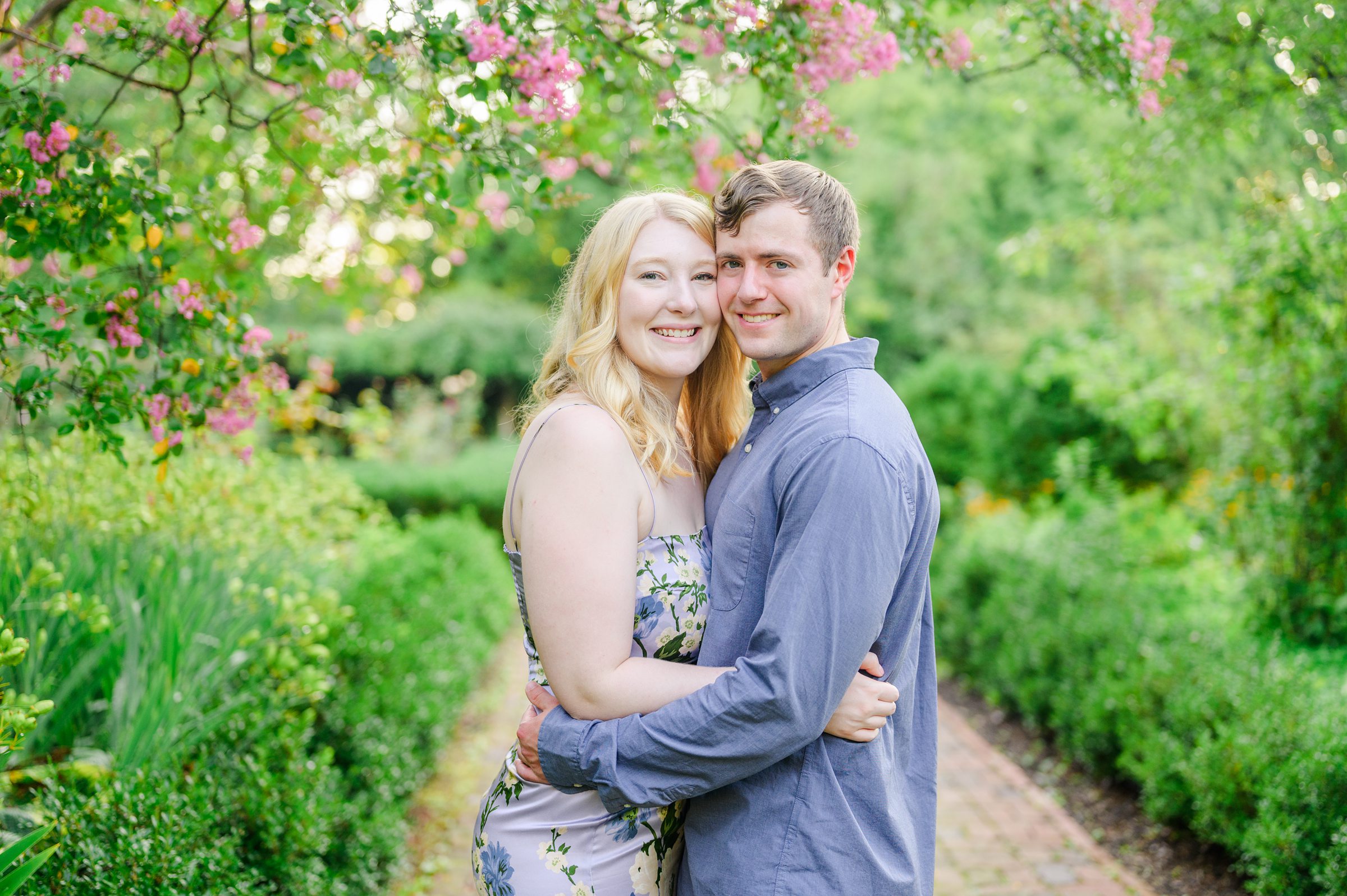 Engaged couple at the historic Tudor Place for their summer engagement session in the Georgetown neighborhood of Washington DC. Photographed by Baltimore Wedding Photographer Cait Kramer Photography.