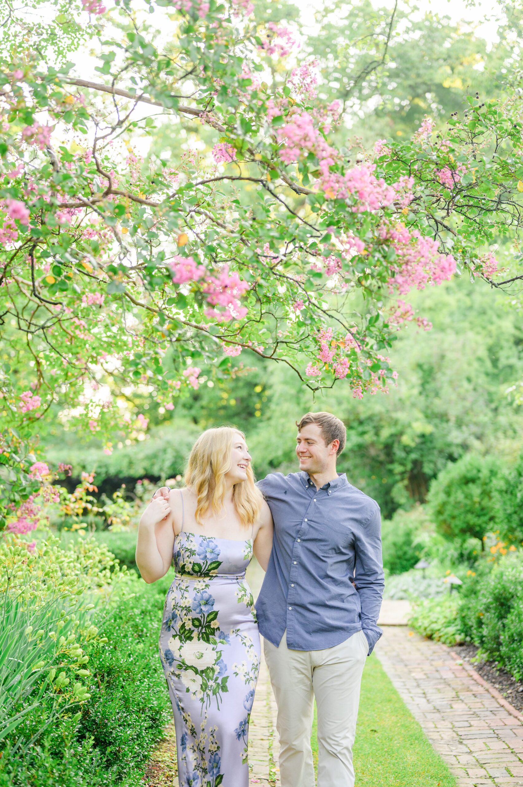 Engaged couple at the historic Tudor Place for their summer engagement session in the Georgetown neighborhood of Washington DC. Photographed by Baltimore Wedding Photographer Cait Kramer Photography.