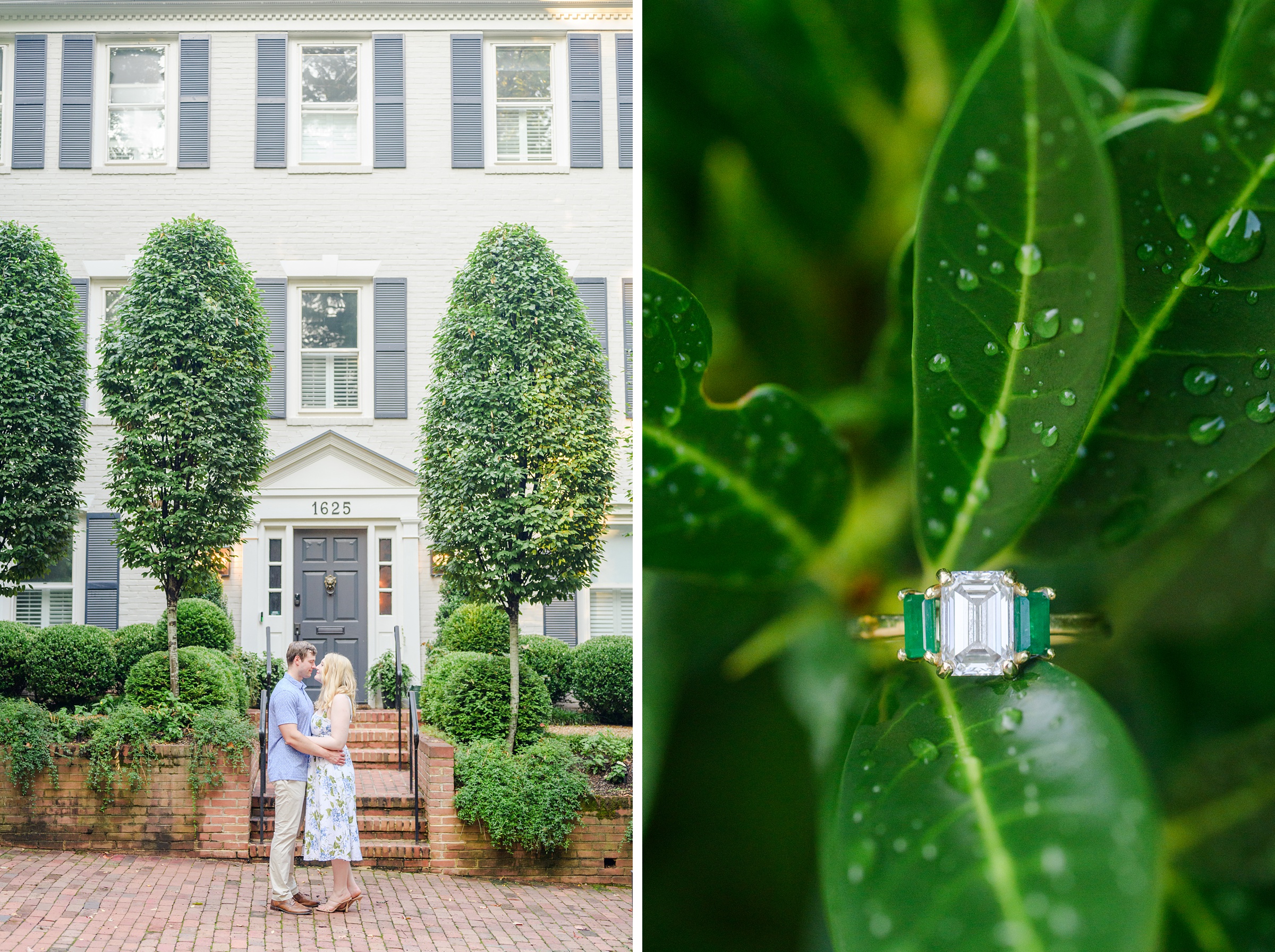 Engaged couple at the historic Tudor Place for their summer engagement session in the Georgetown neighborhood of Washington DC. Photographed by Baltimore Wedding Photographer Cait Kramer Photography.