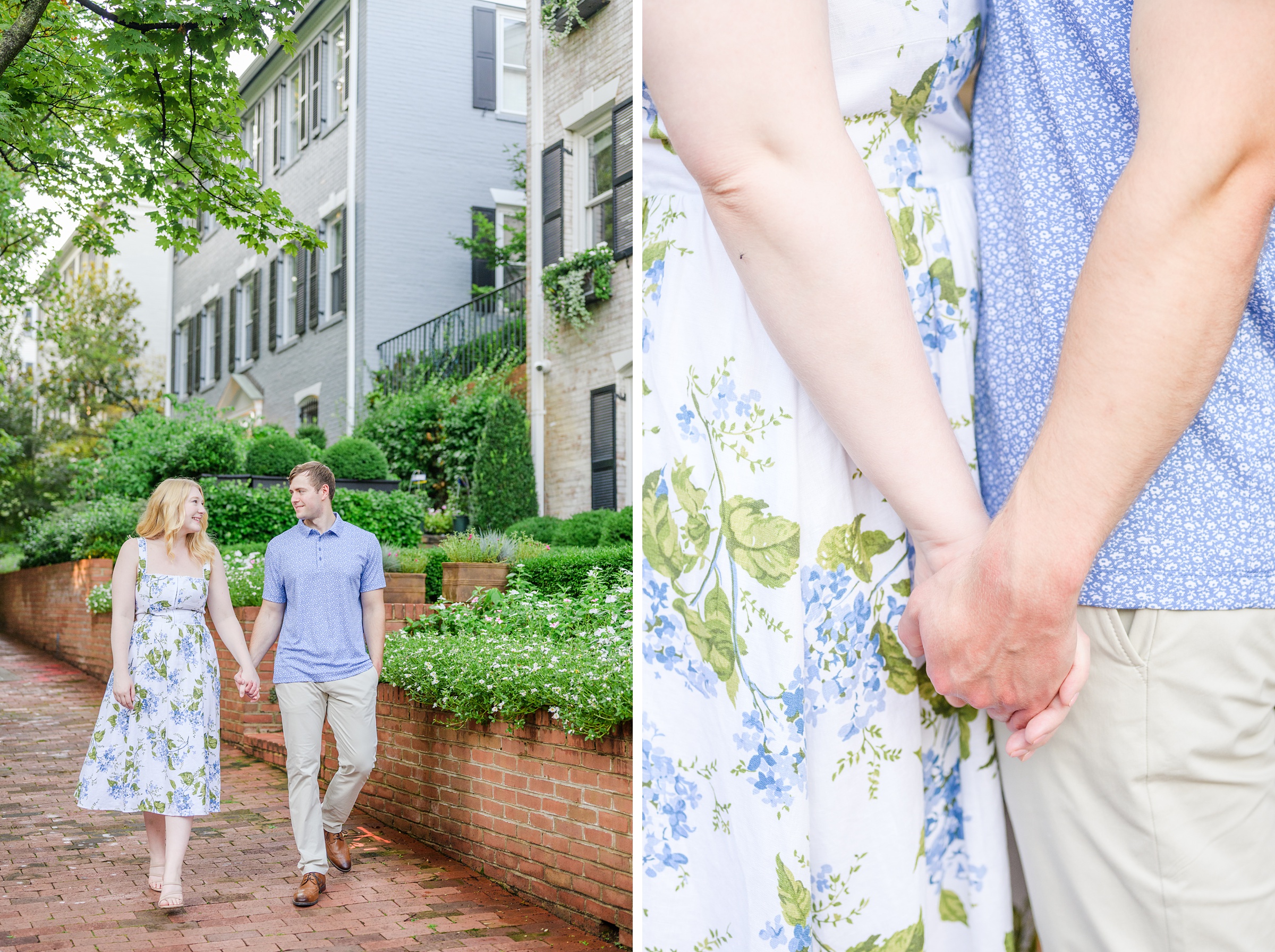 Engaged couple at the historic Tudor Place for their summer engagement session in the Georgetown neighborhood of Washington DC. Photographed by Baltimore Wedding Photographer Cait Kramer Photography.