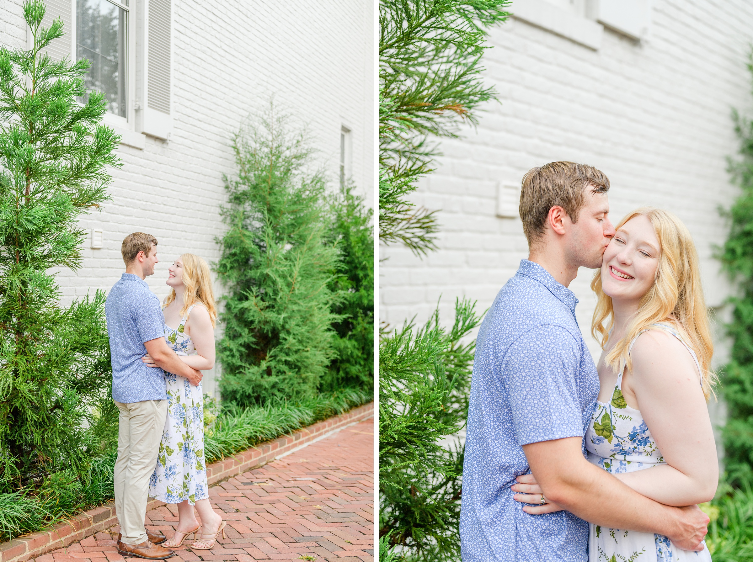 Engaged couple at the historic Tudor Place for their summer engagement session in the Georgetown neighborhood of Washington DC. Photographed by Baltimore Wedding Photographer Cait Kramer Photography.