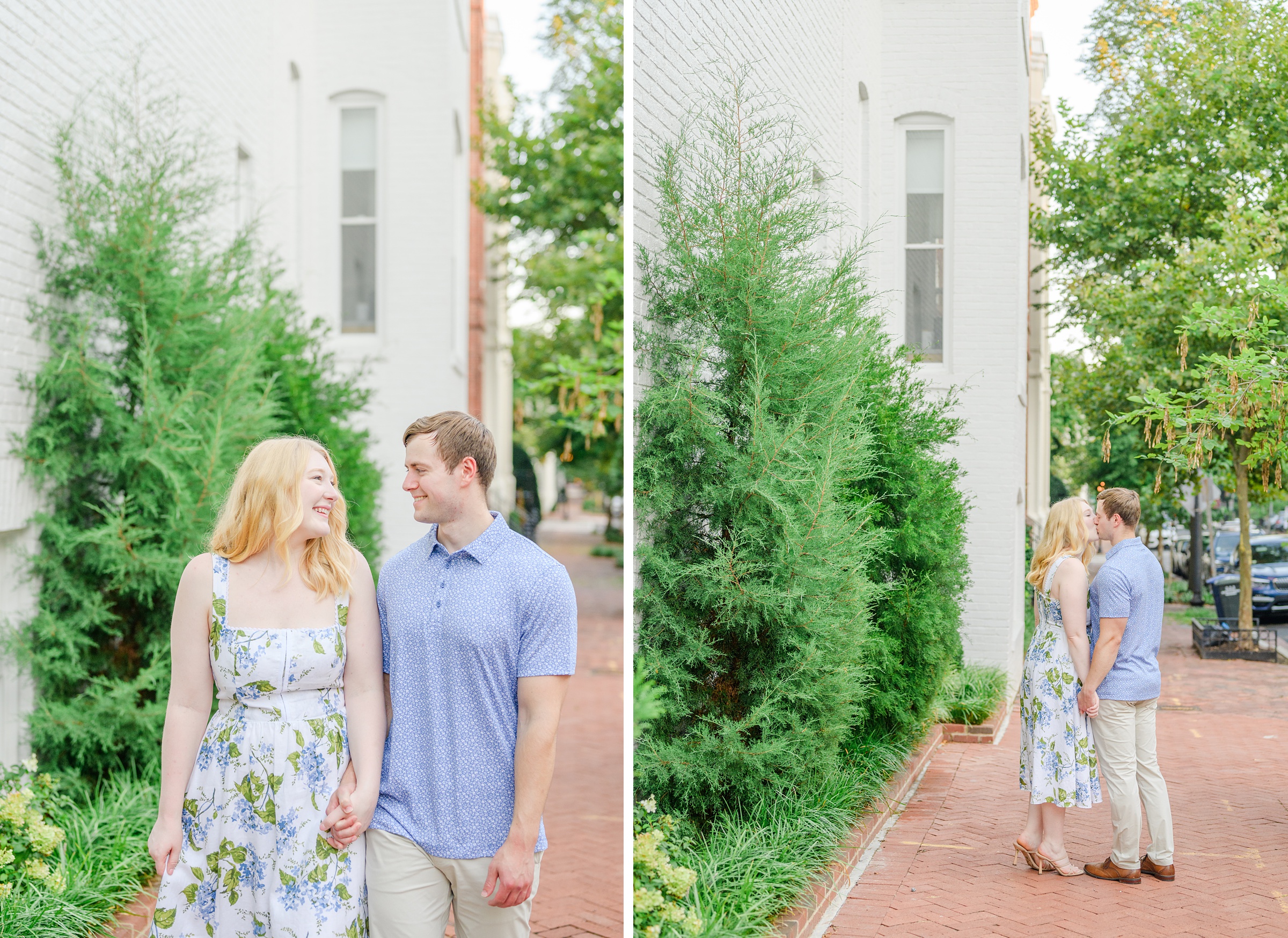 Engaged couple at the historic Tudor Place for their summer engagement session in the Georgetown neighborhood of Washington DC. Photographed by Baltimore Wedding Photographer Cait Kramer Photography.