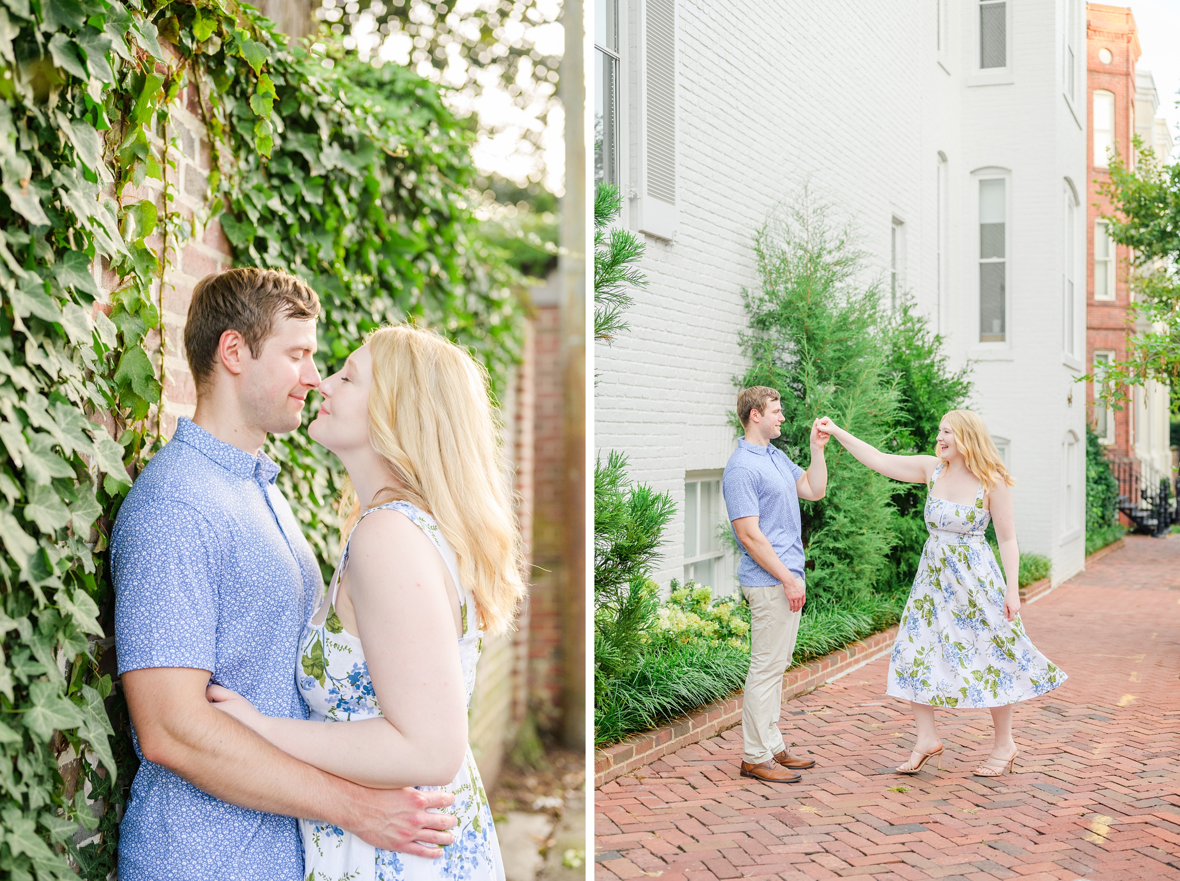 Engaged couple at the historic Tudor Place for their summer engagement session in the Georgetown neighborhood of Washington DC. Photographed by Baltimore Wedding Photographer Cait Kramer Photography.