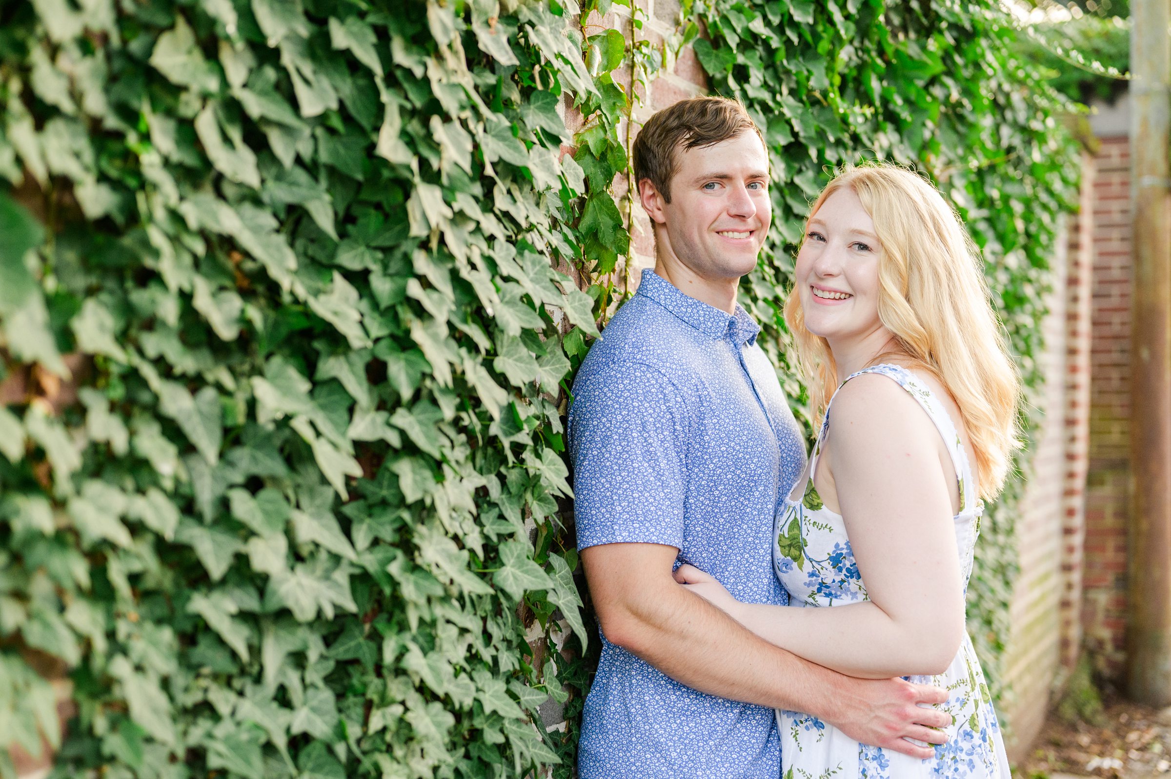 Engaged couple at the historic Tudor Place for their summer engagement session in the Georgetown neighborhood of Washington DC. Photographed by Baltimore Wedding Photographer Cait Kramer Photography.