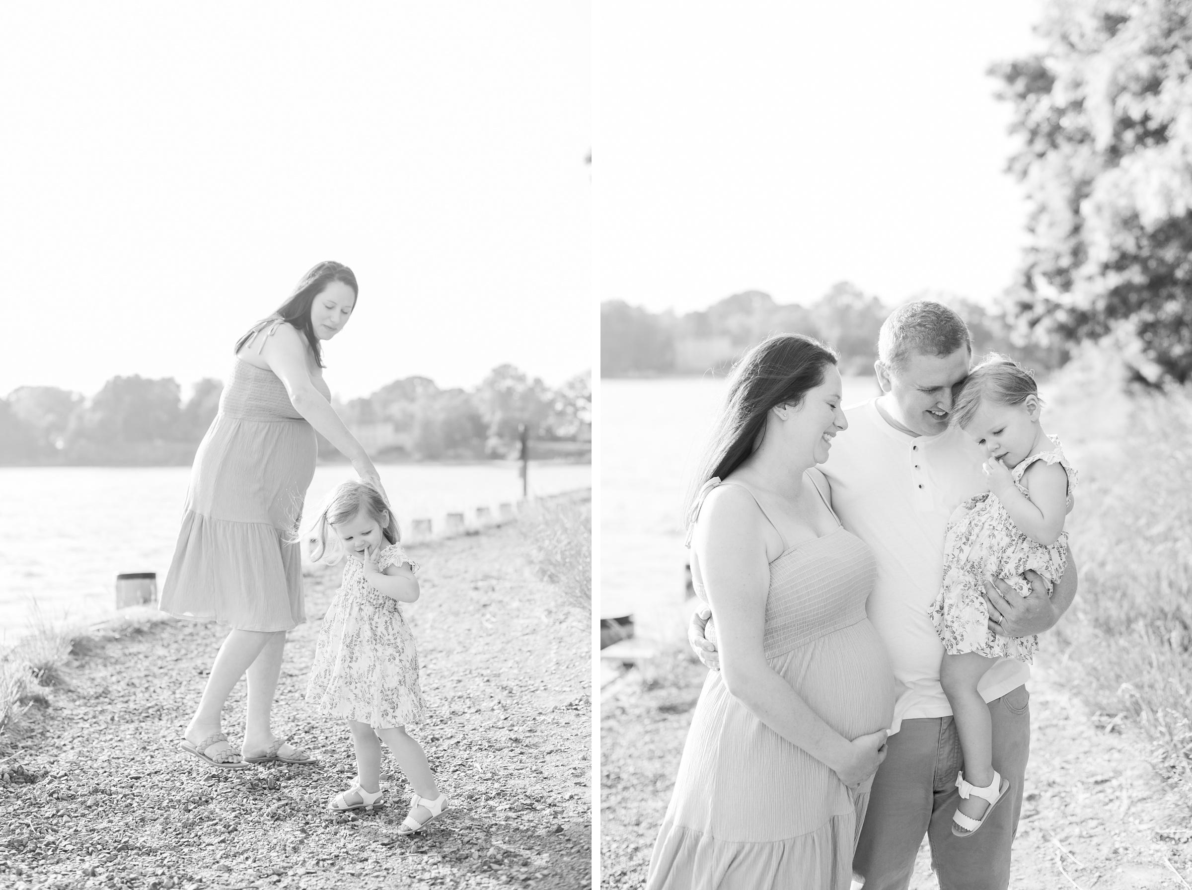 Waterfront maternity portrait session photographed by Baltimore Maternity and Newborn Photographer Cait Kramer.