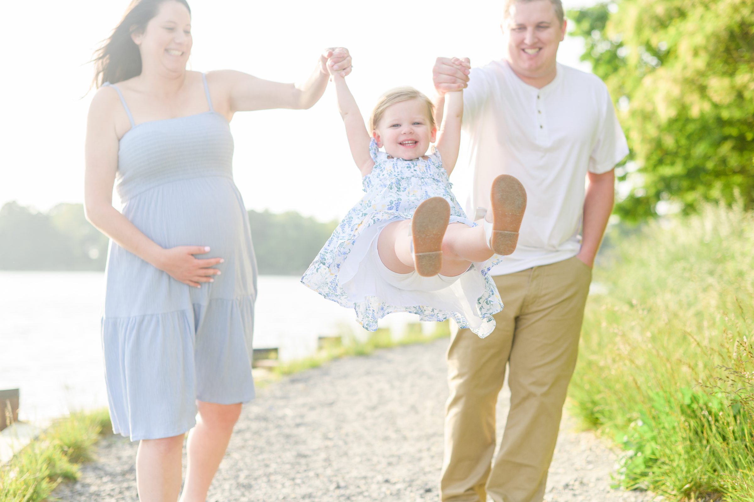 Waterfront maternity portrait session photographed by Baltimore Maternity and Newborn Photographer Cait Kramer.