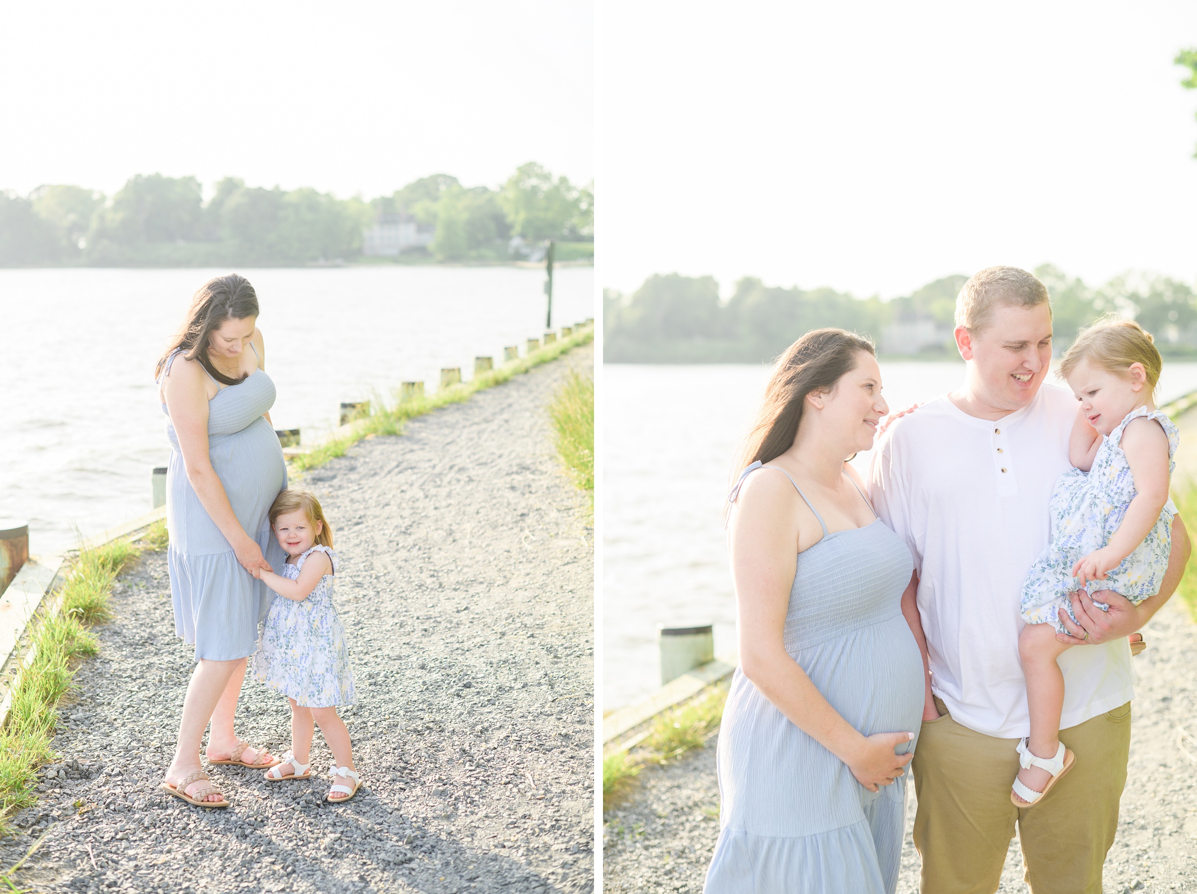 Waterfront maternity portrait session photographed by Baltimore Maternity and Newborn Photographer Cait Kramer.