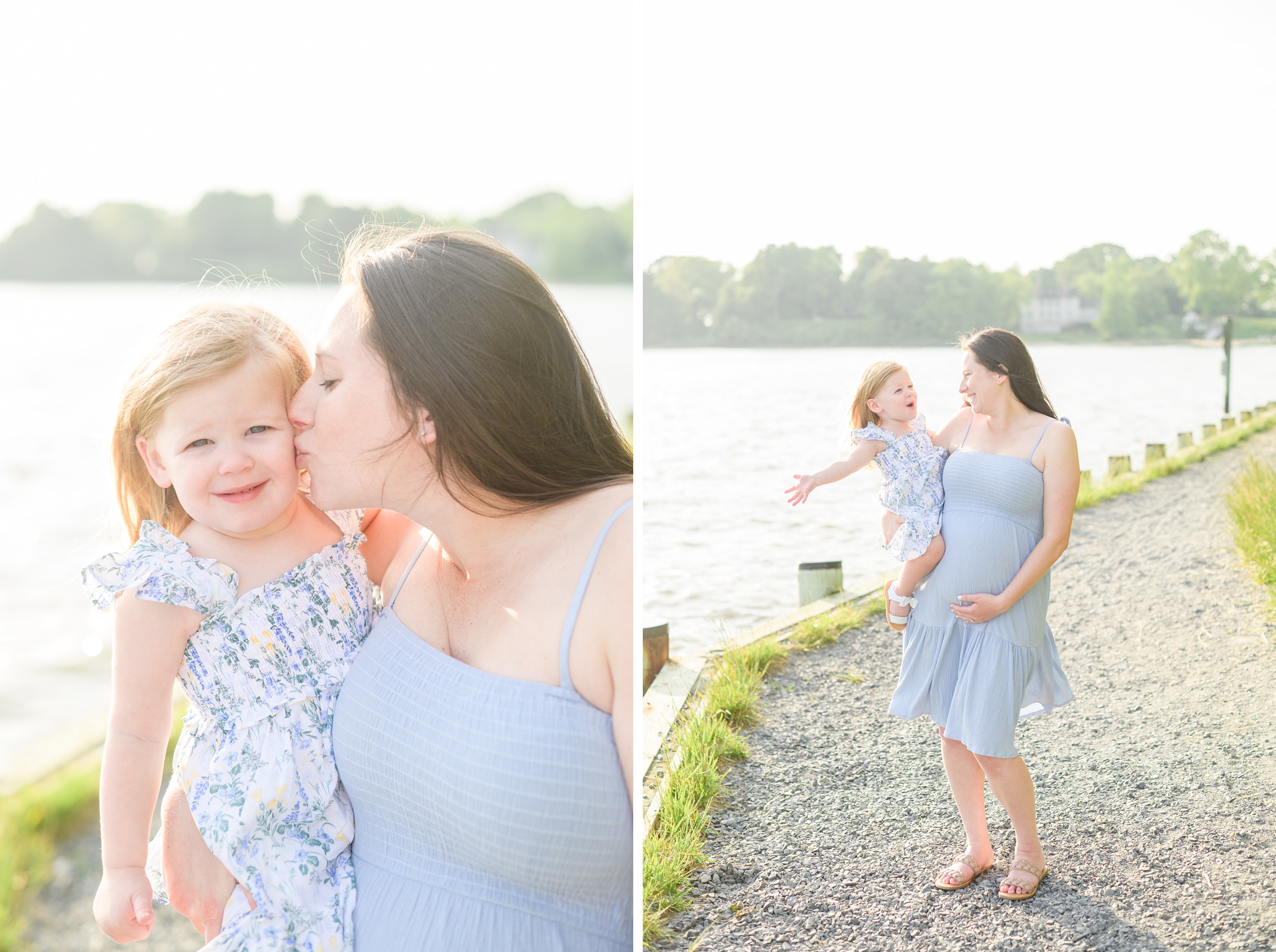 Waterfront maternity portrait session photographed by Baltimore Maternity and Newborn Photographer Cait Kramer.