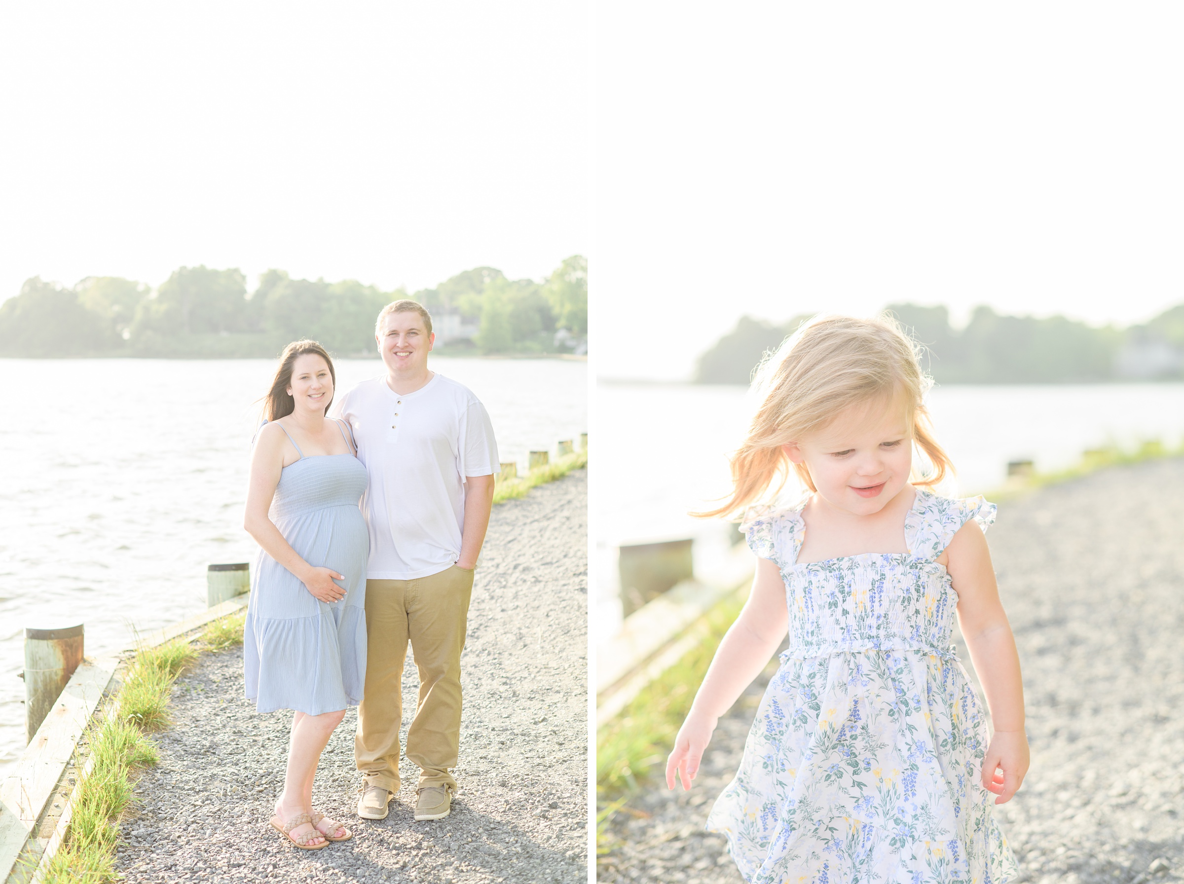 Waterfront maternity portrait session photographed by Baltimore Maternity and Newborn Photographer Cait Kramer.