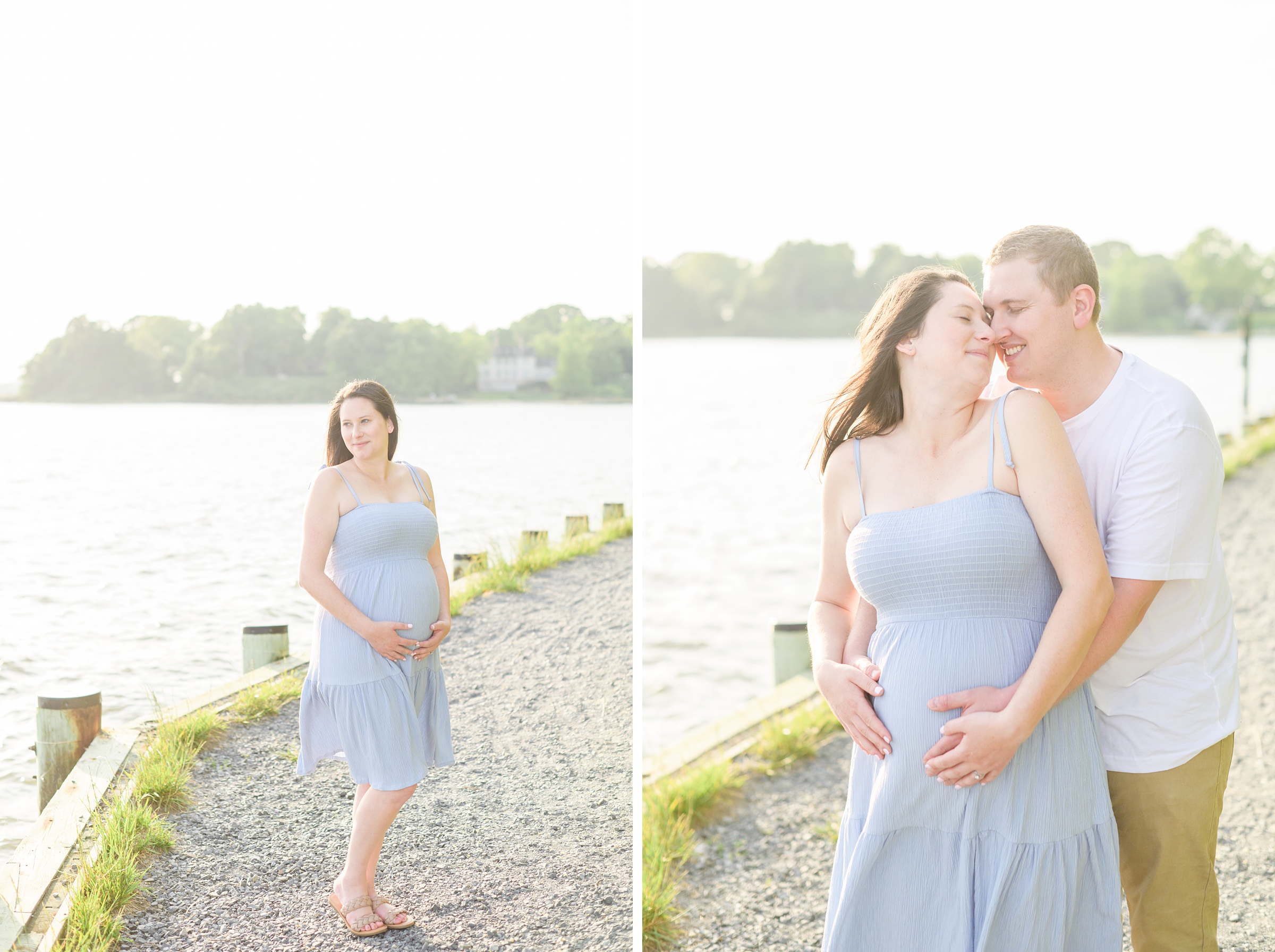 Waterfront maternity portrait session photographed by Baltimore Maternity and Newborn Photographer Cait Kramer.
