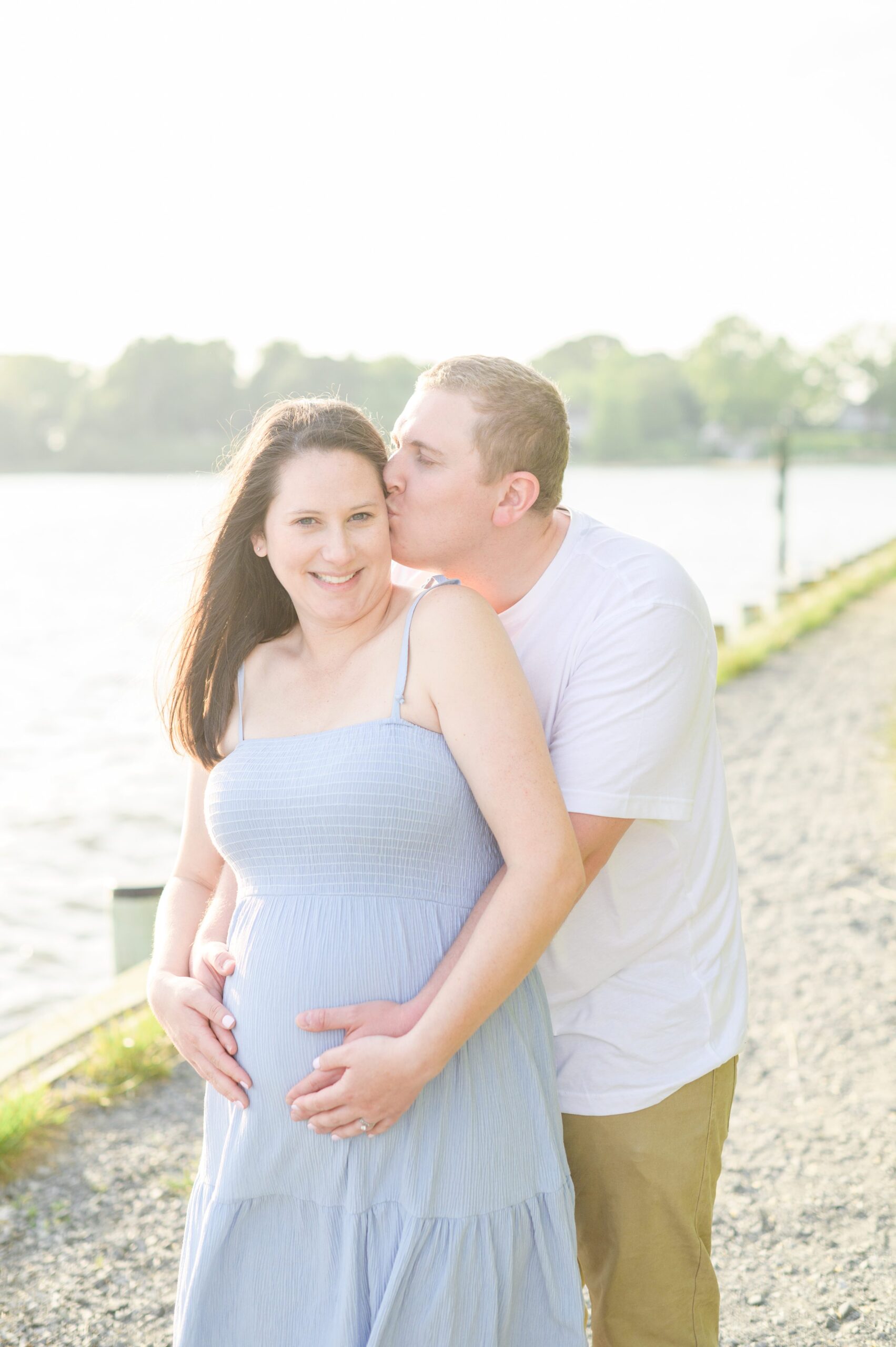 Waterfront maternity portrait session photographed by Baltimore Maternity and Newborn Photographer Cait Kramer.