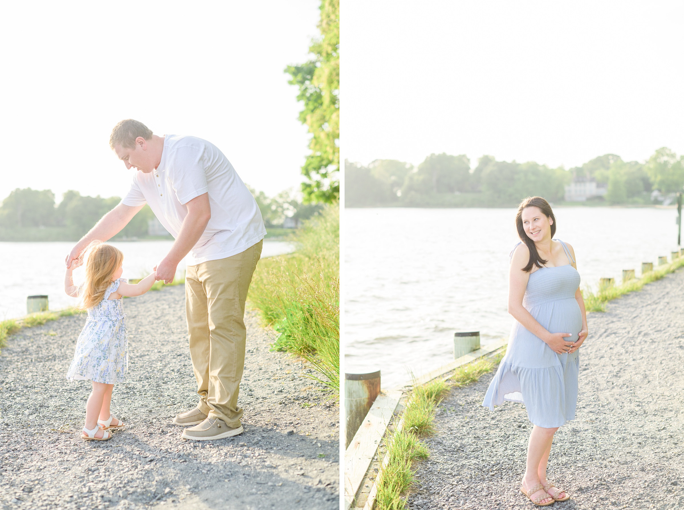 Waterfront maternity portrait session photographed by Baltimore Maternity and Newborn Photographer Cait Kramer.