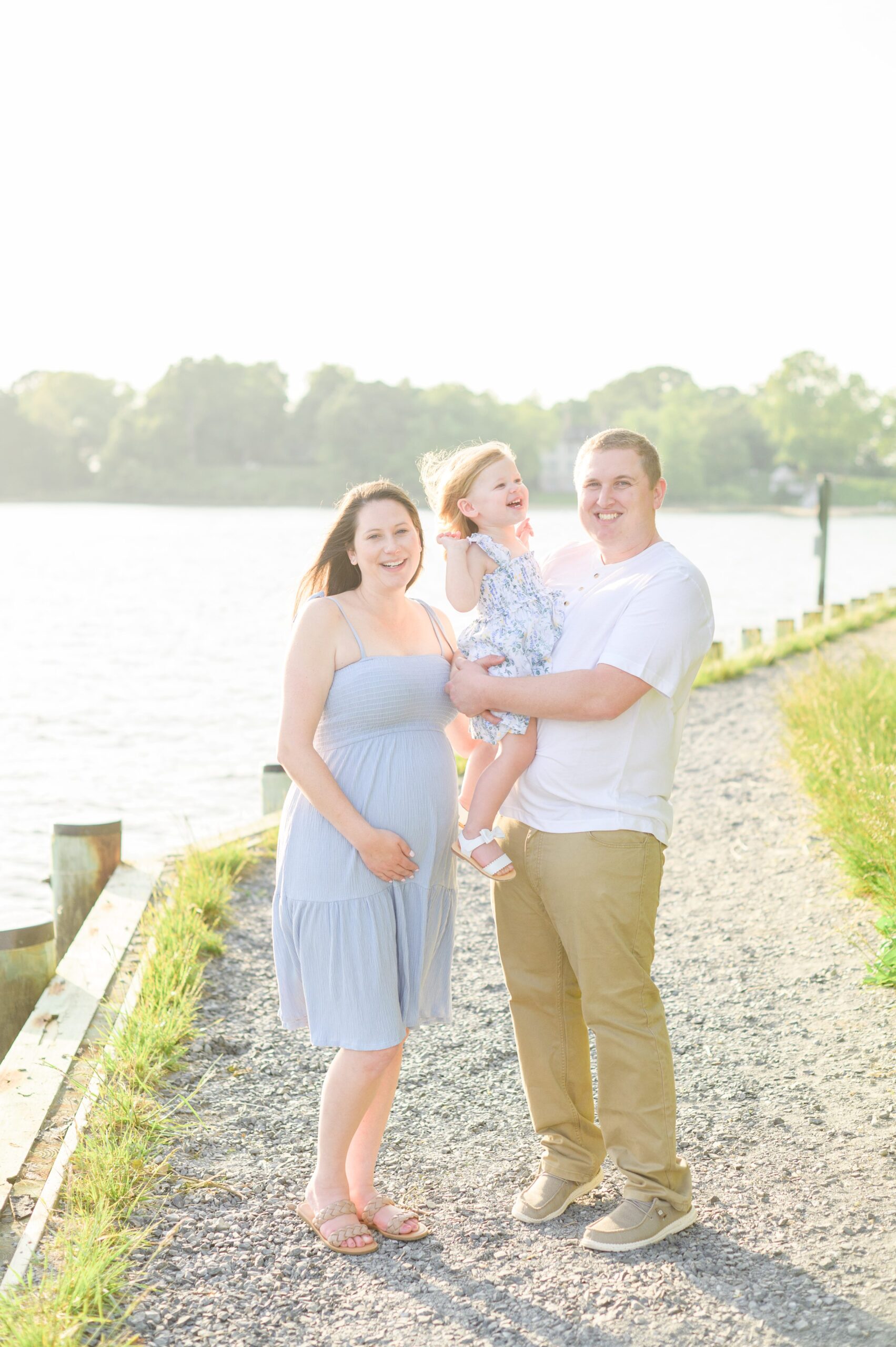 Waterfront maternity portrait session photographed by Baltimore Maternity and Newborn Photographer Cait Kramer.