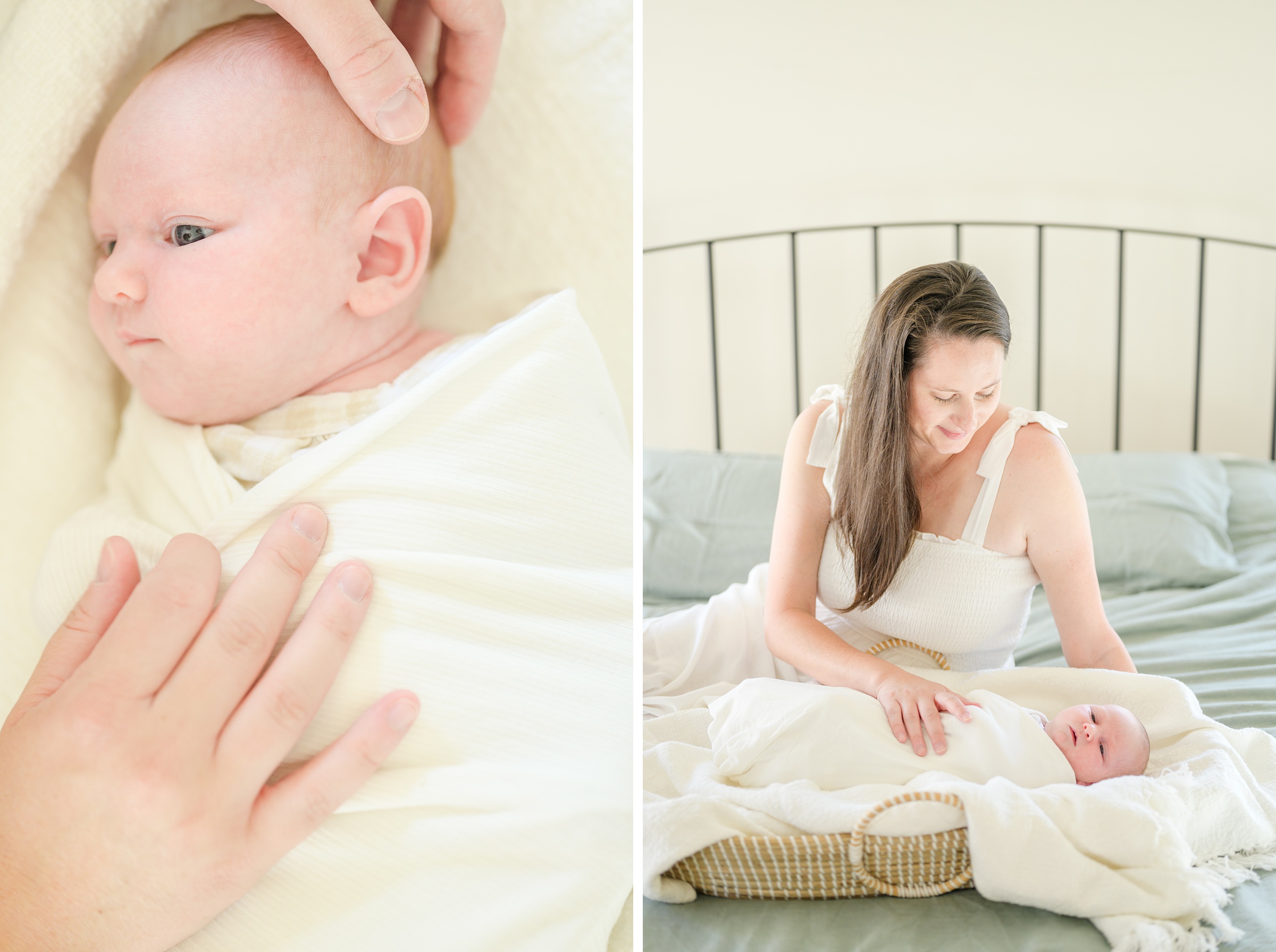 In home lifestyle newborn session photographed by Baltimore Maternity and Newborn Photographer Cait Kramer.